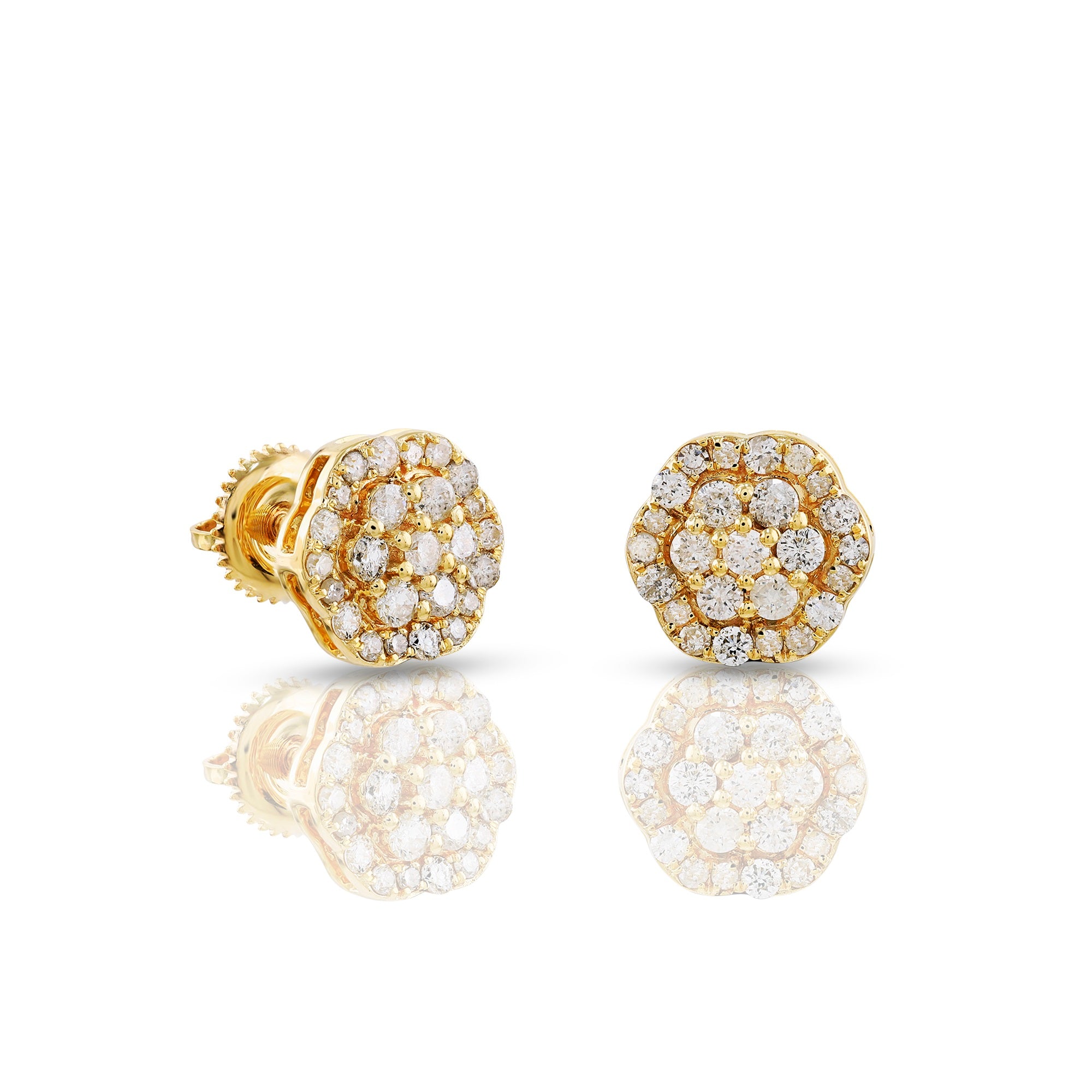 0.68Ct Round Diamond Yellow Gold Stud Earrings