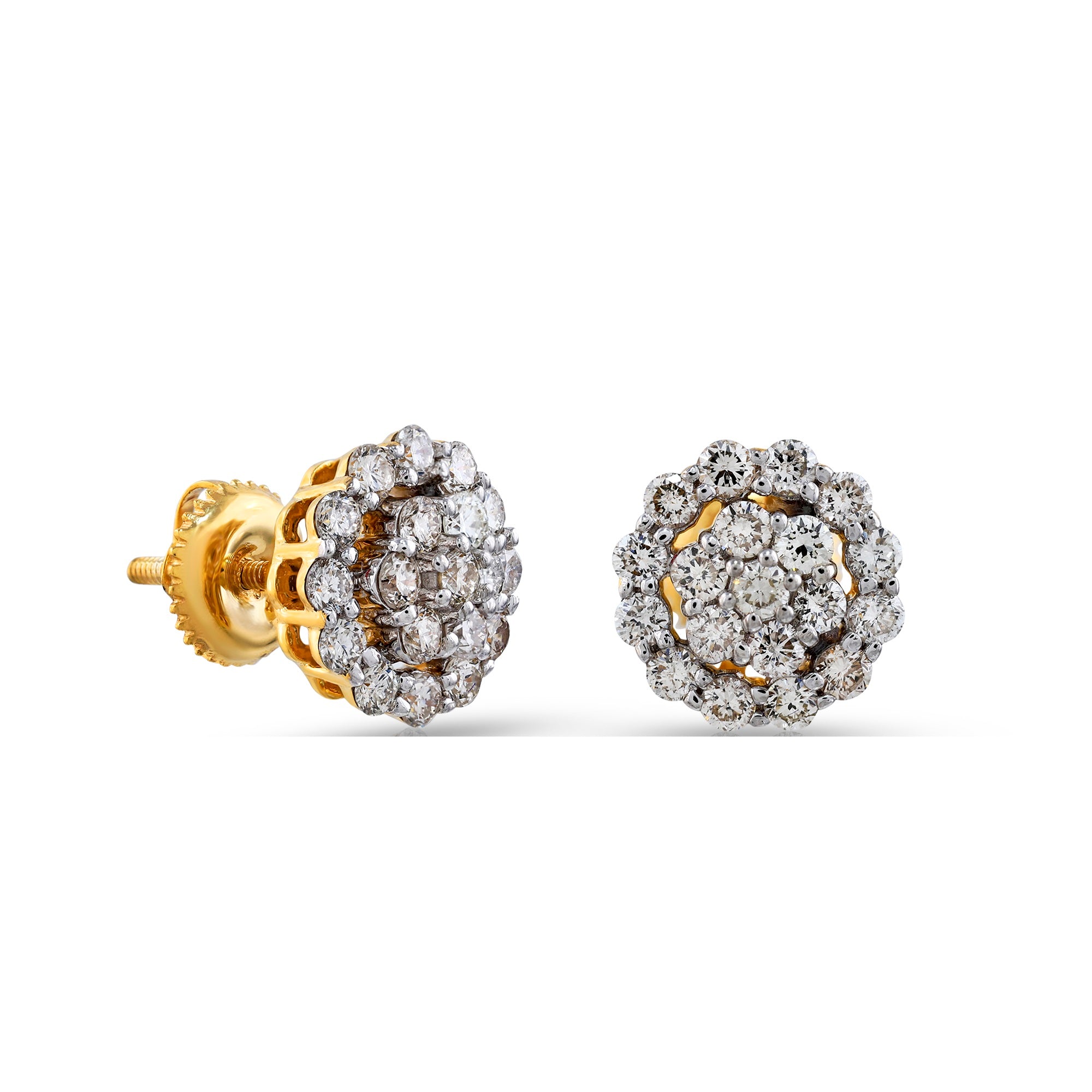 0.47Ct Round Diamond Yellow Gold Stud Earrings