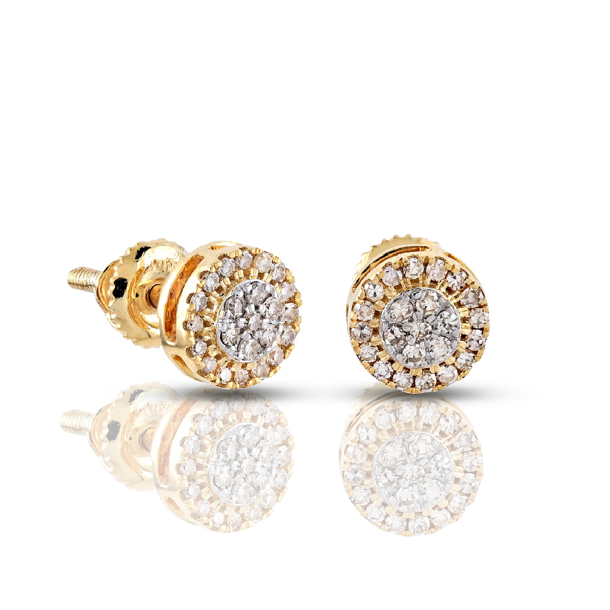 0.18Ct Diamond Yellow Gold Round Stud Earring For Women's