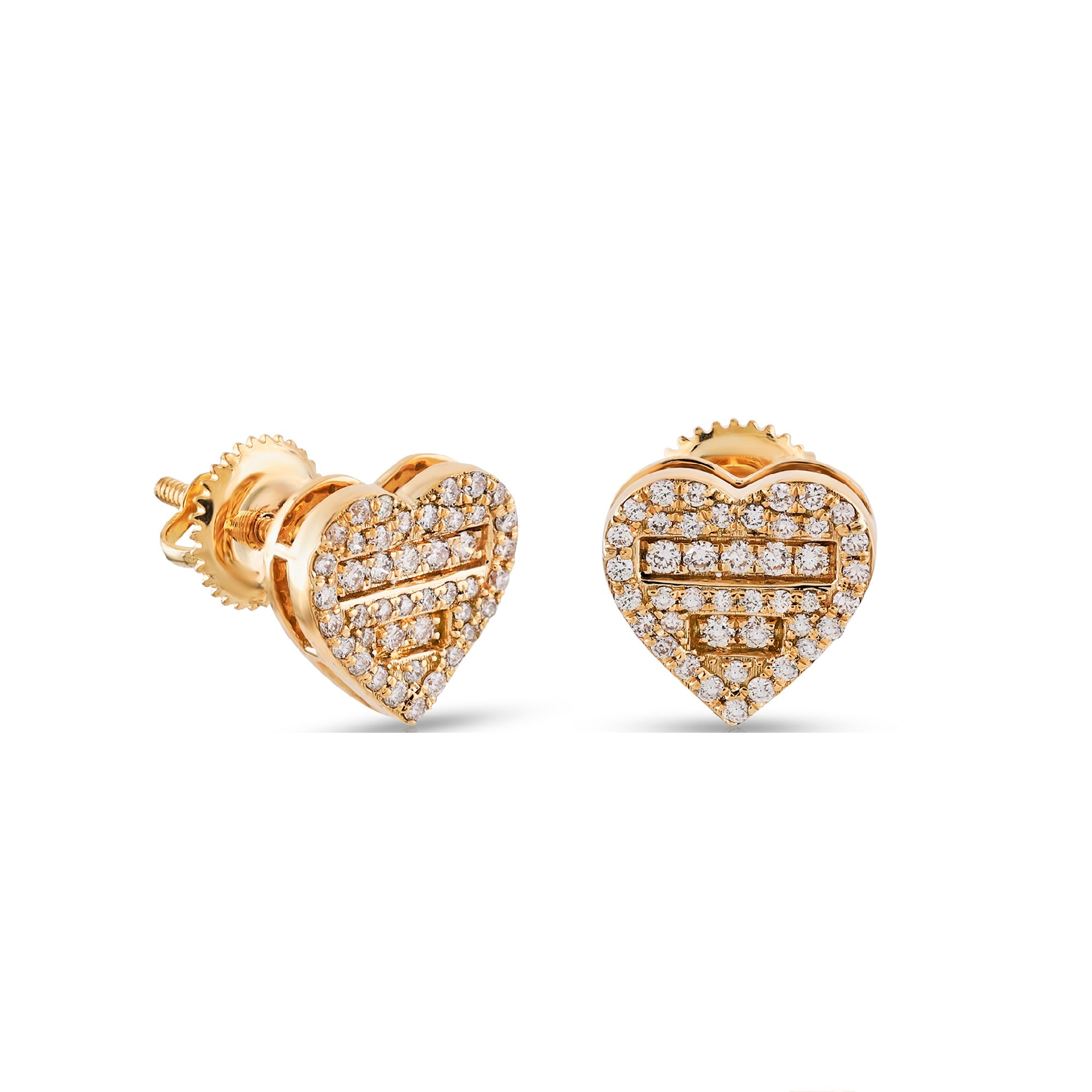0.31Ct Round Diamond Yellow Gold Heart Stud Earring
