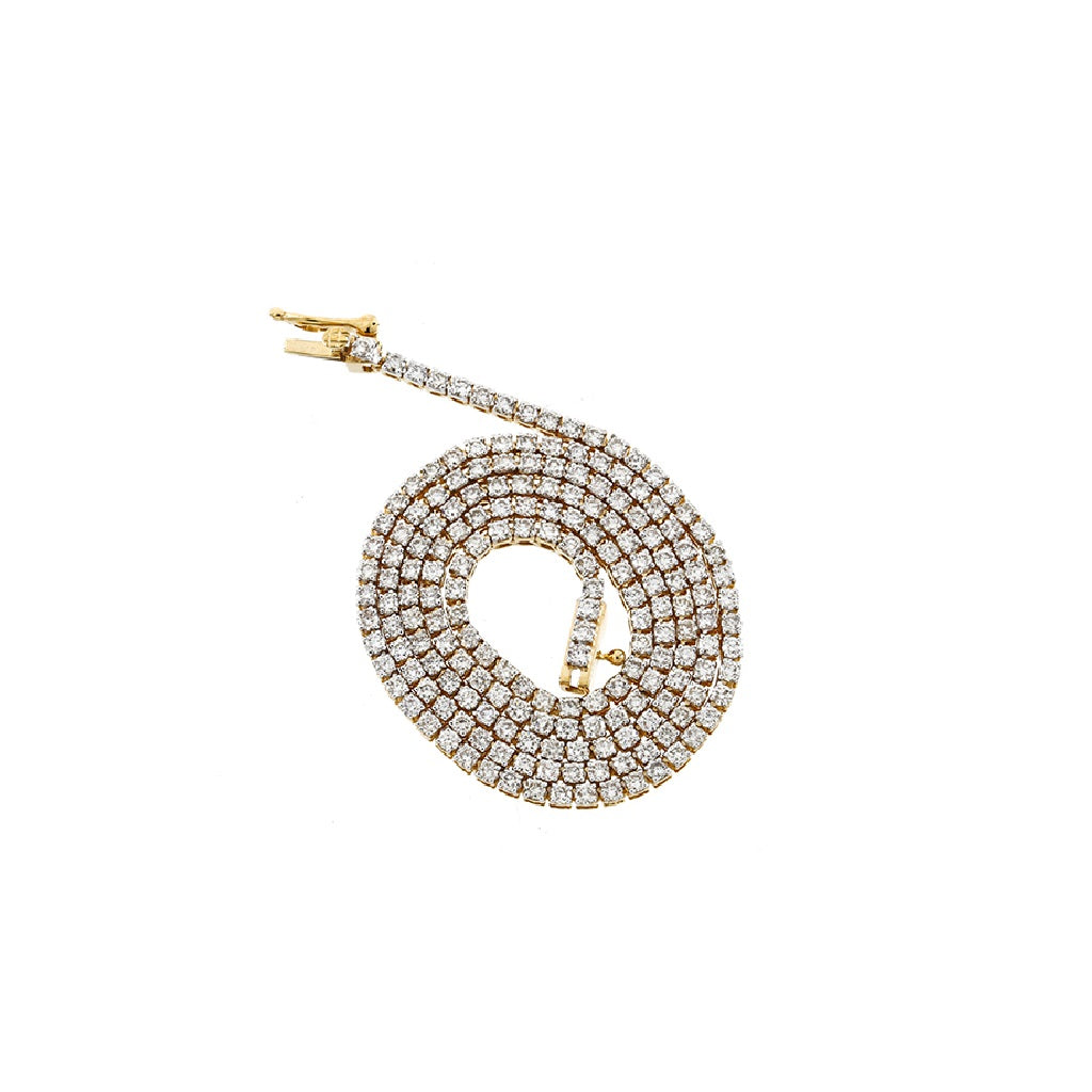 2.2mm Yellow Gold Round Diamond Tennis Chain