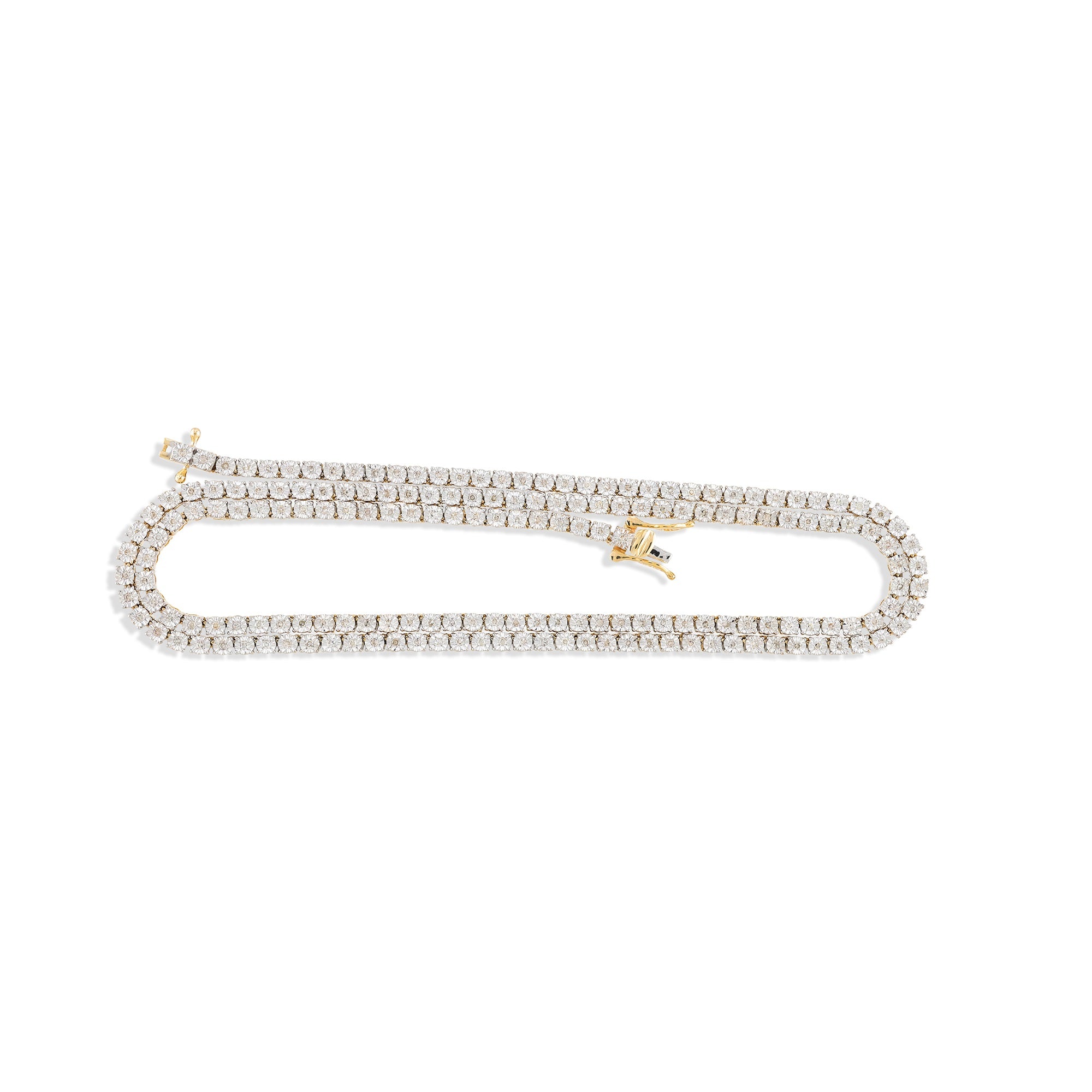 Yellow Gold illusion Set Diamond Tennis Chain