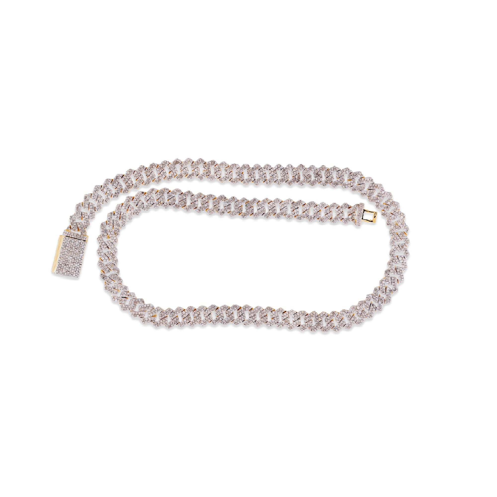 Yellow Gold Round Diamond 10mm Cuban Chain For Men's