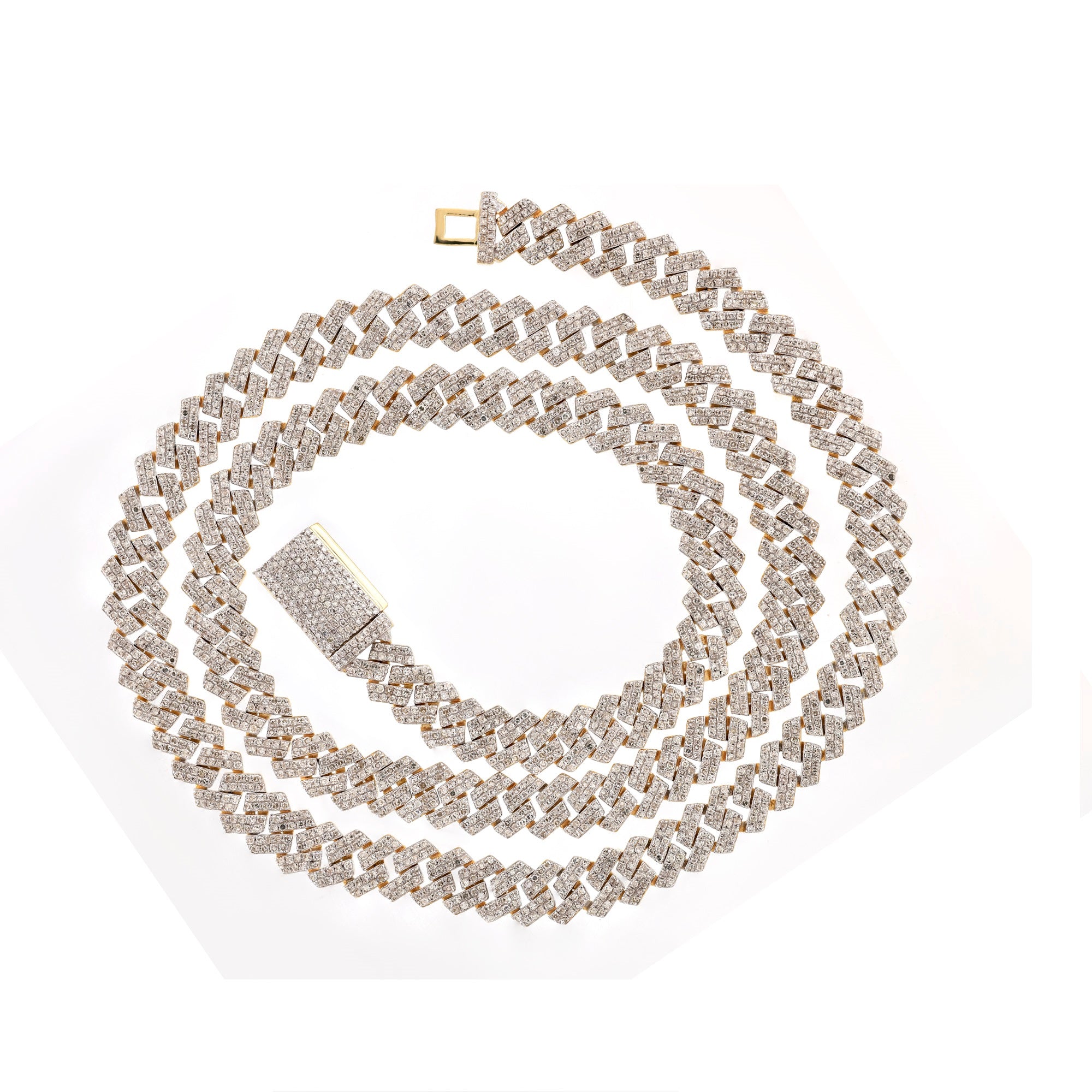 Yellow Gold Round Diamond 7MM Cuban Chain