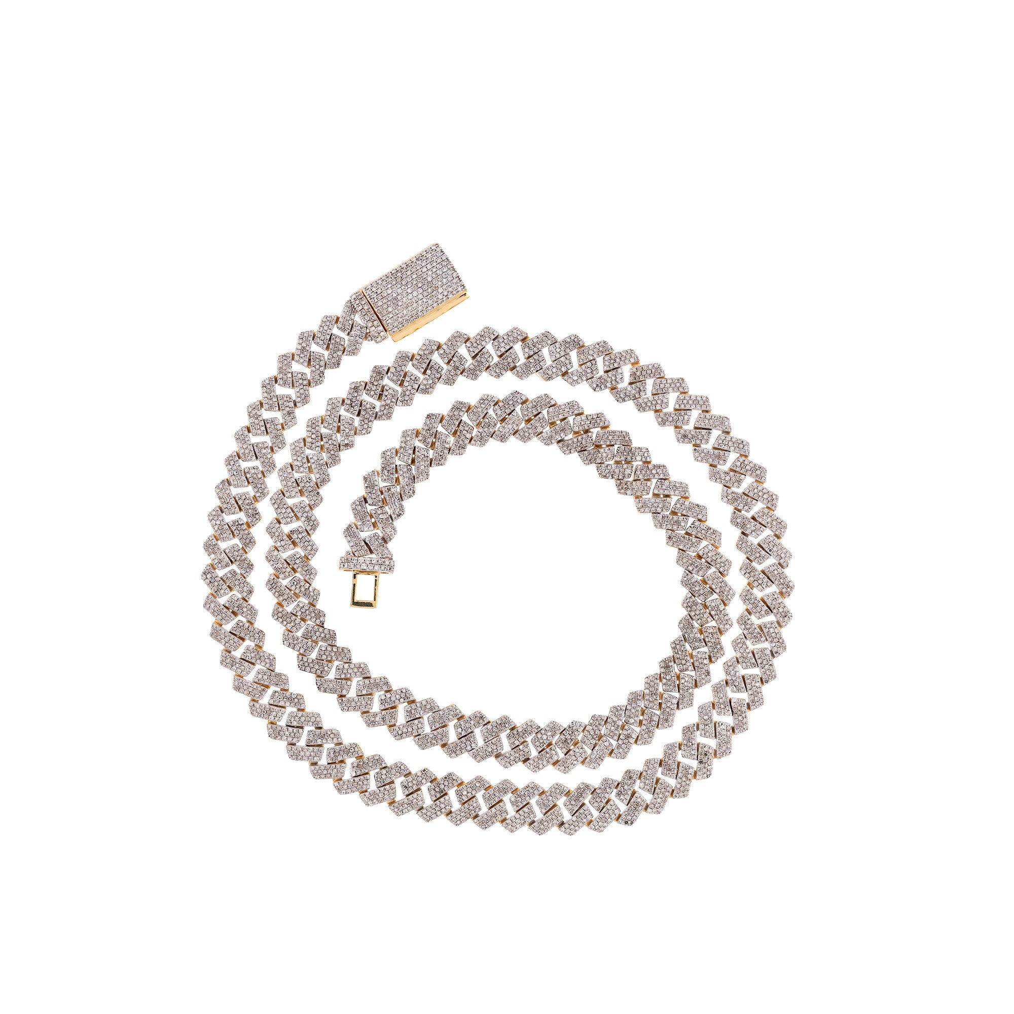 9mm Yellow Gold Diamond Cuban Chain For Men's
