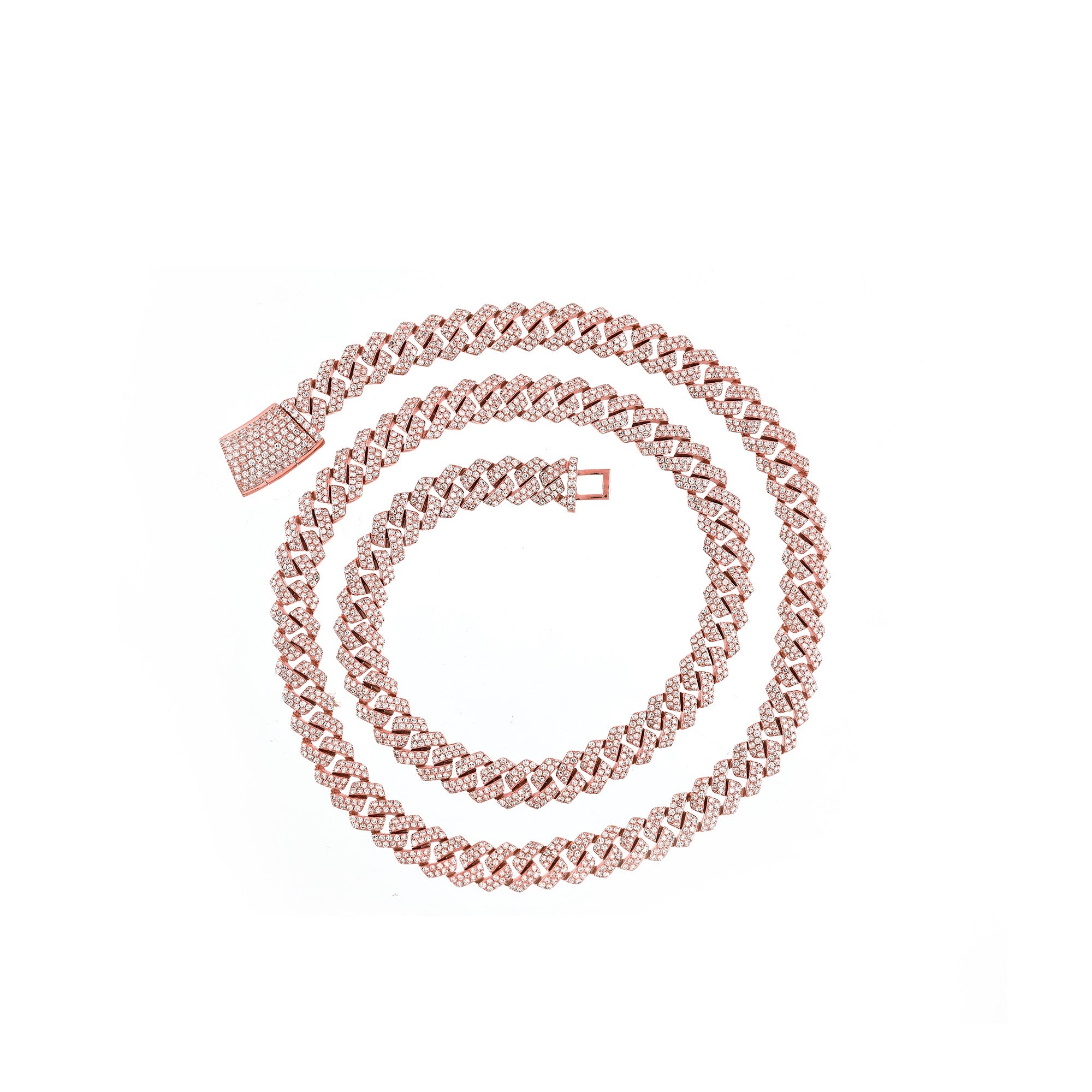 Rose Gold Round Diamond 7mm Cuban Link Chain