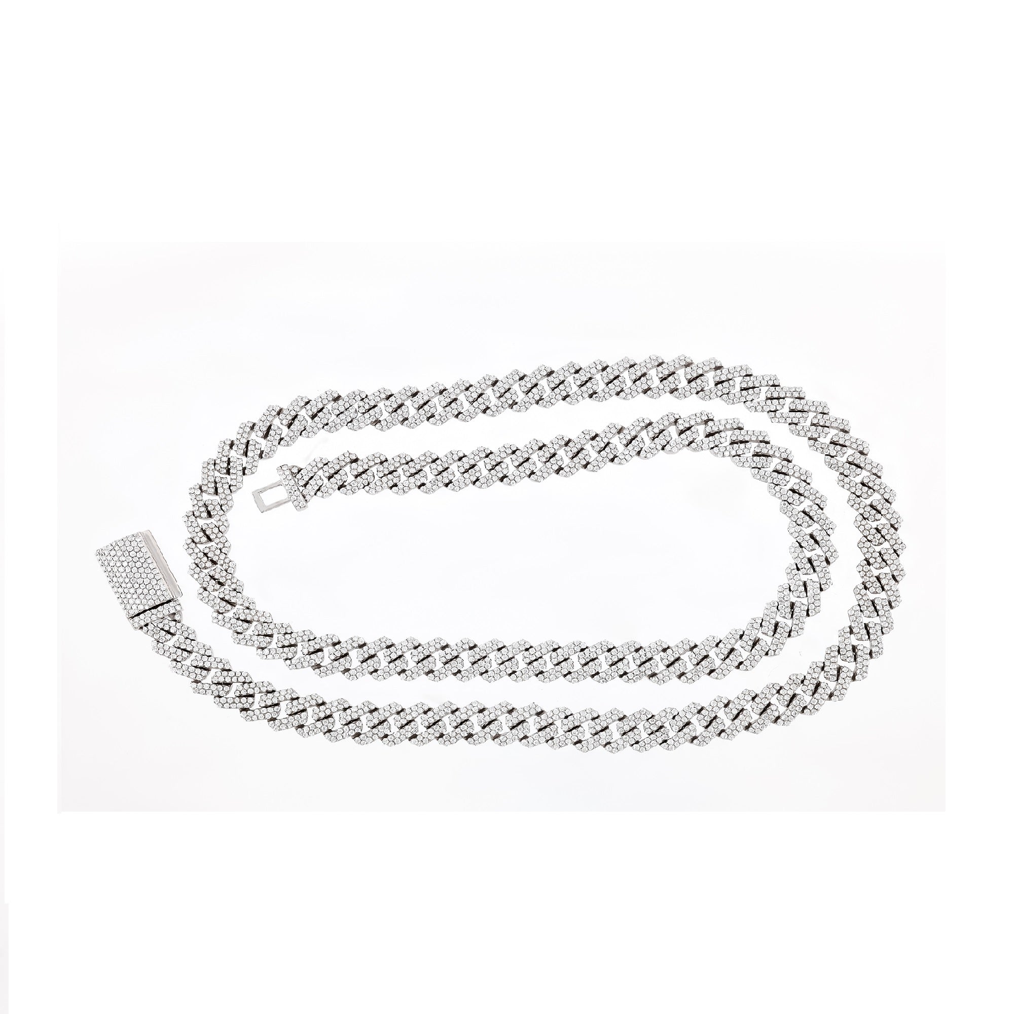White Gold Round Diamond 8mm Cuban Chain For Men's