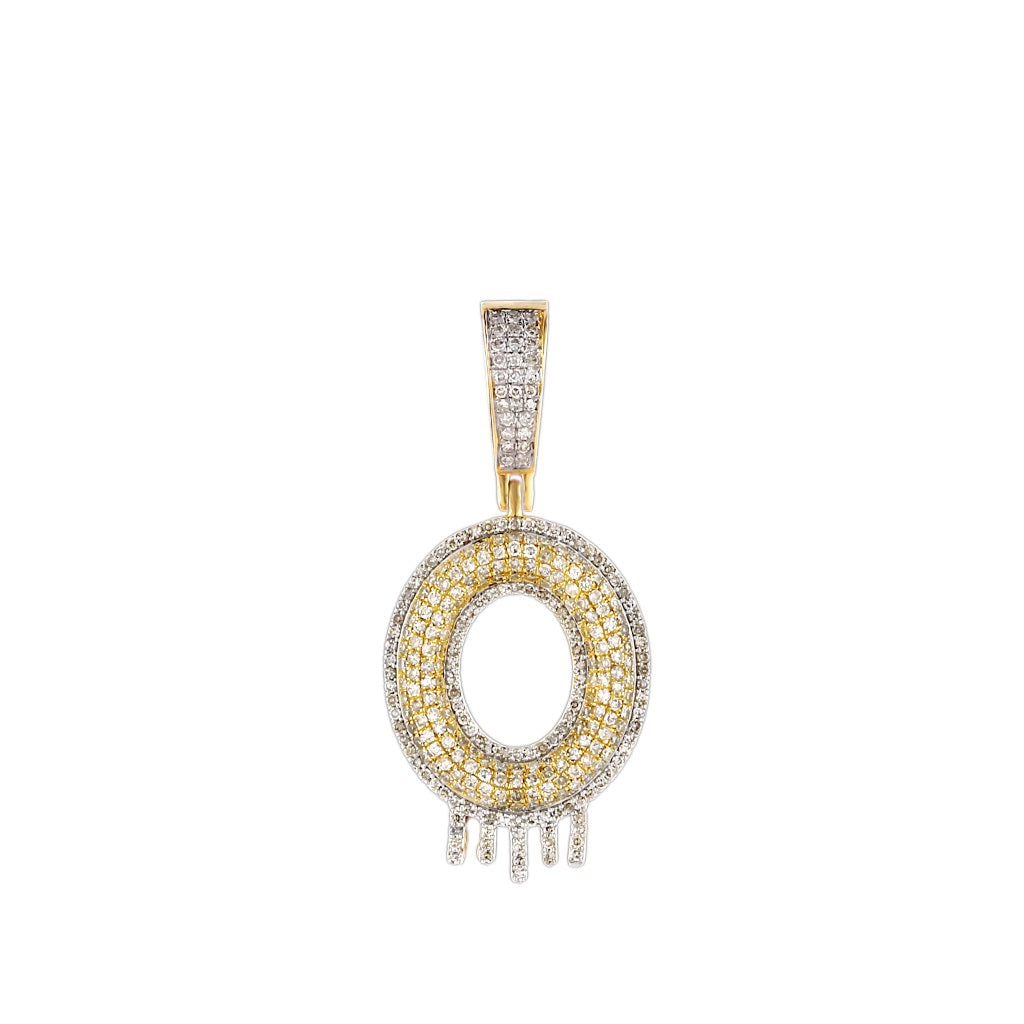 Yellow Gold Round Diamond Cluster Initial Pendant
