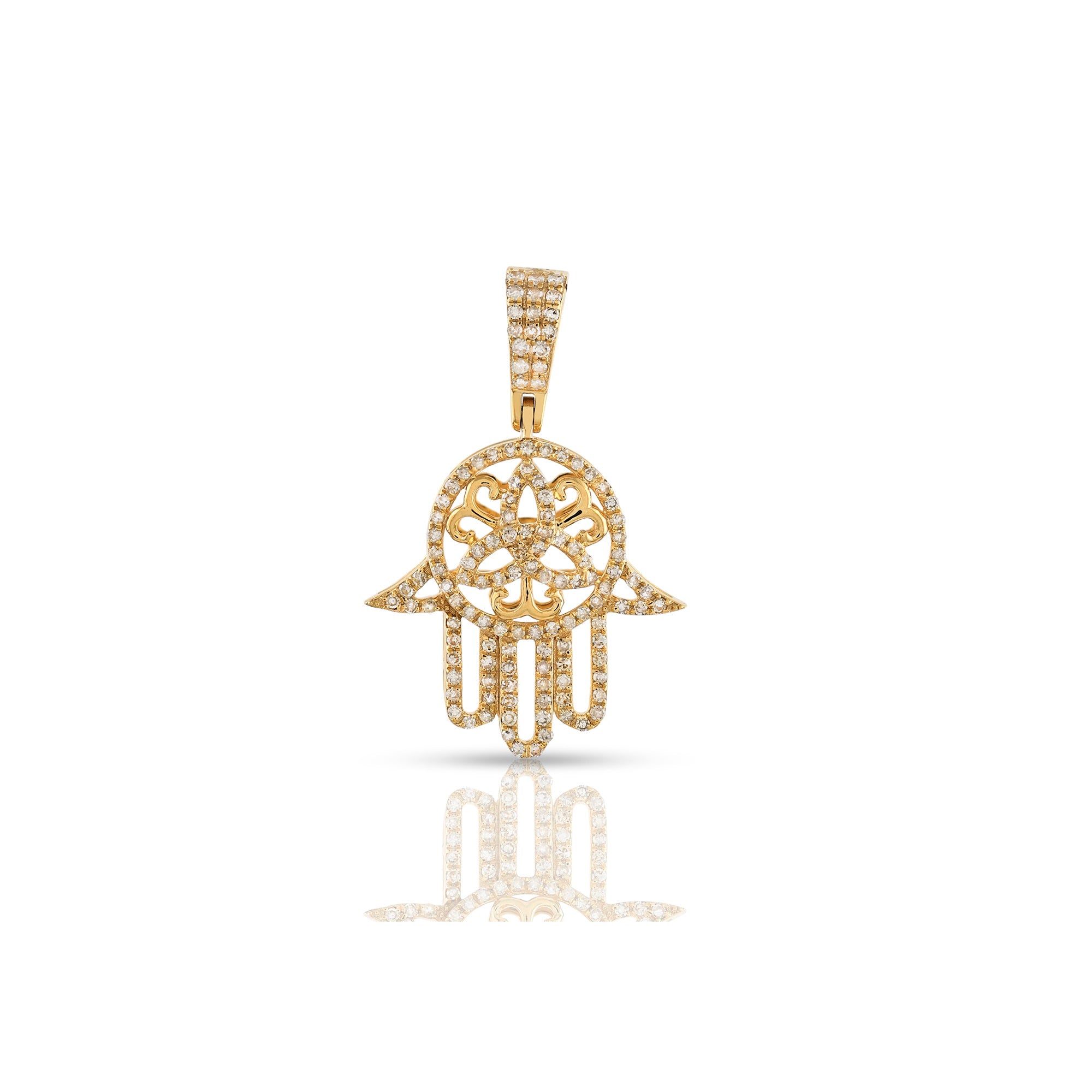 Round Diamond Hamsa Pendant