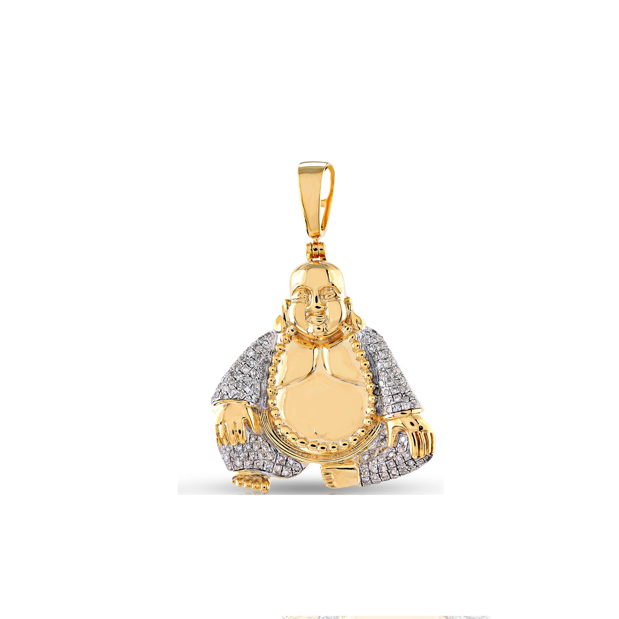 Yellow Gold Round Diamond Cluster Buddha Pendant