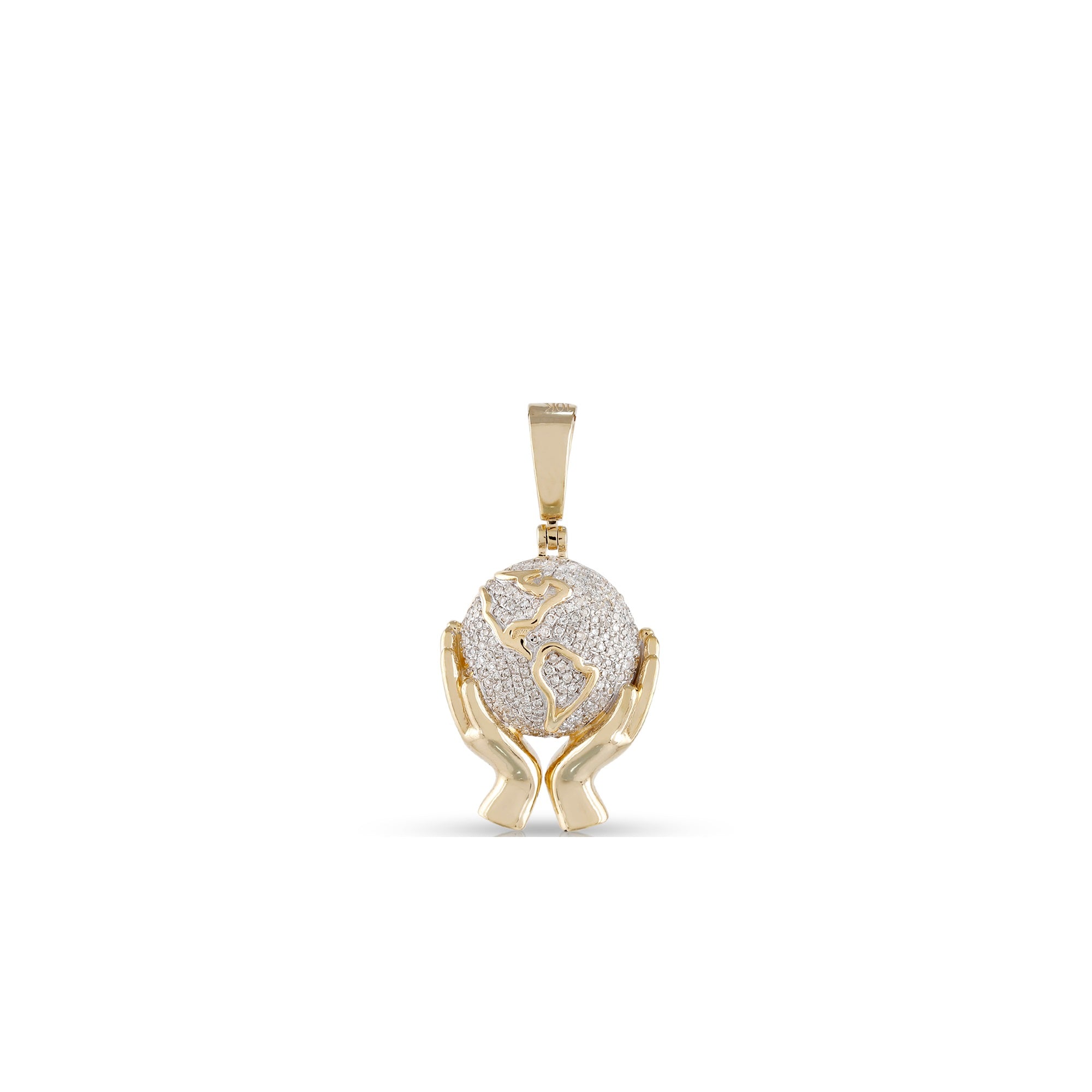 Yellow Gold Diamond Cluster World In Pendant