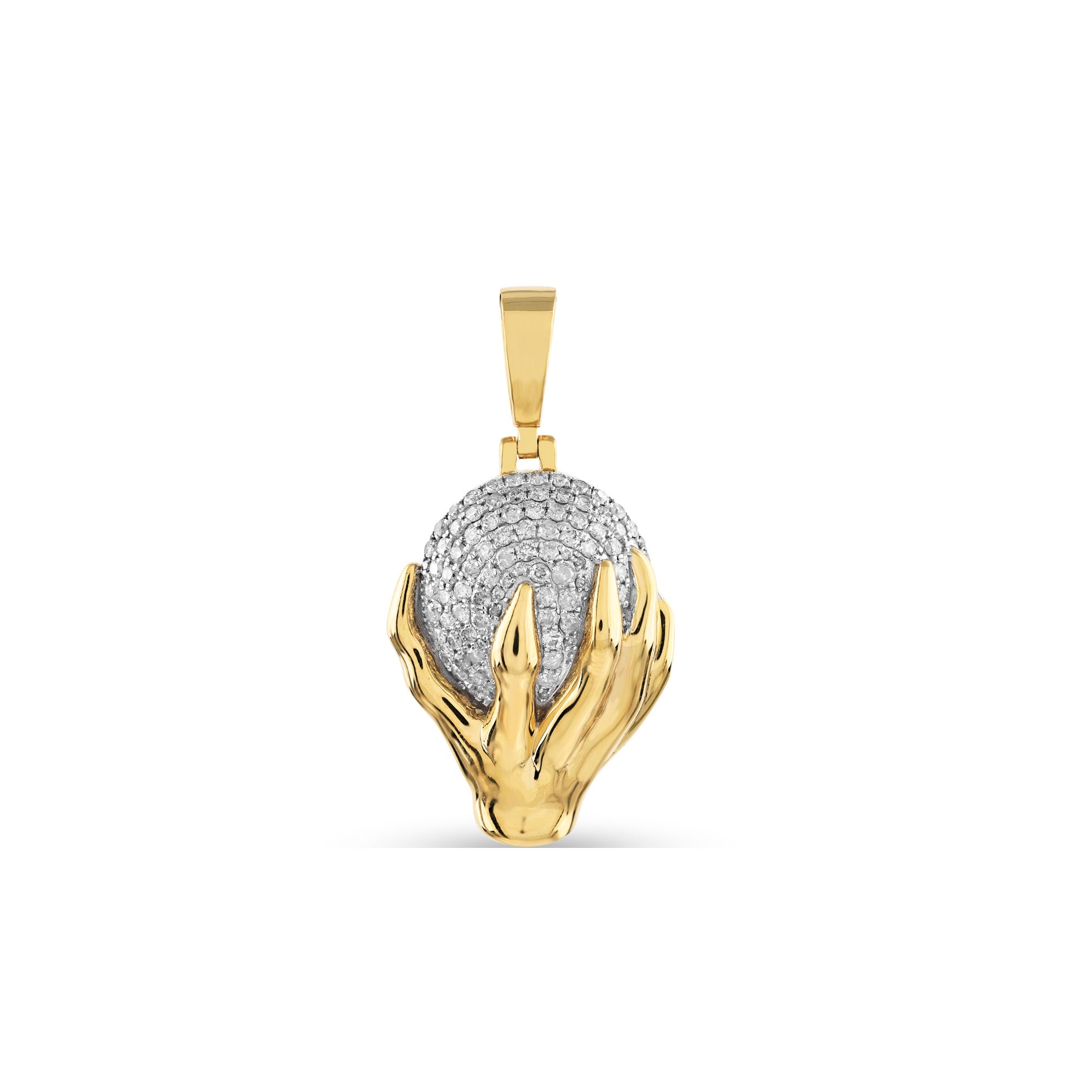 Yellow Gold  Round Diamond Diamond World Hands Pendant