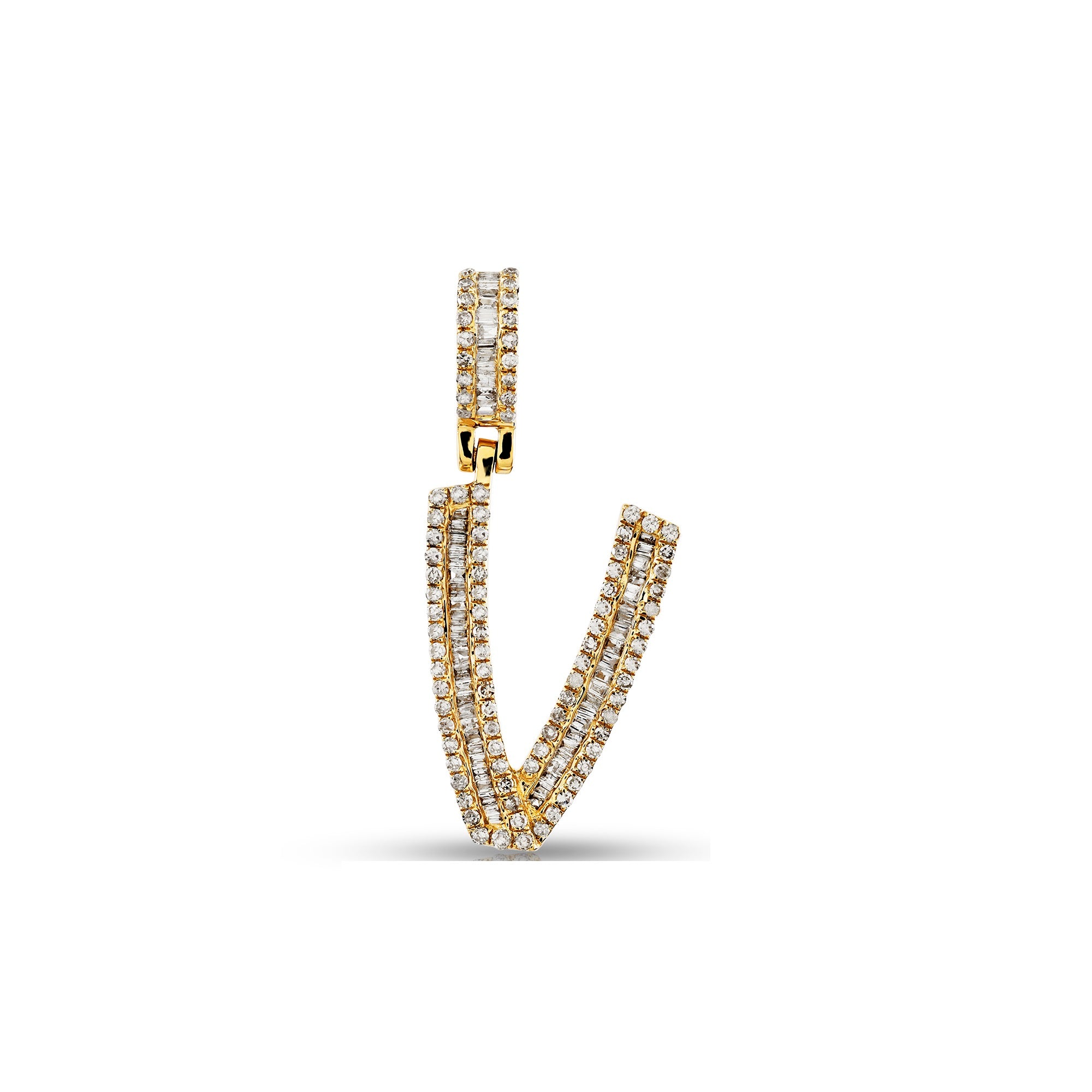 Yellow Gold Baguette Diamond Initial Pendants