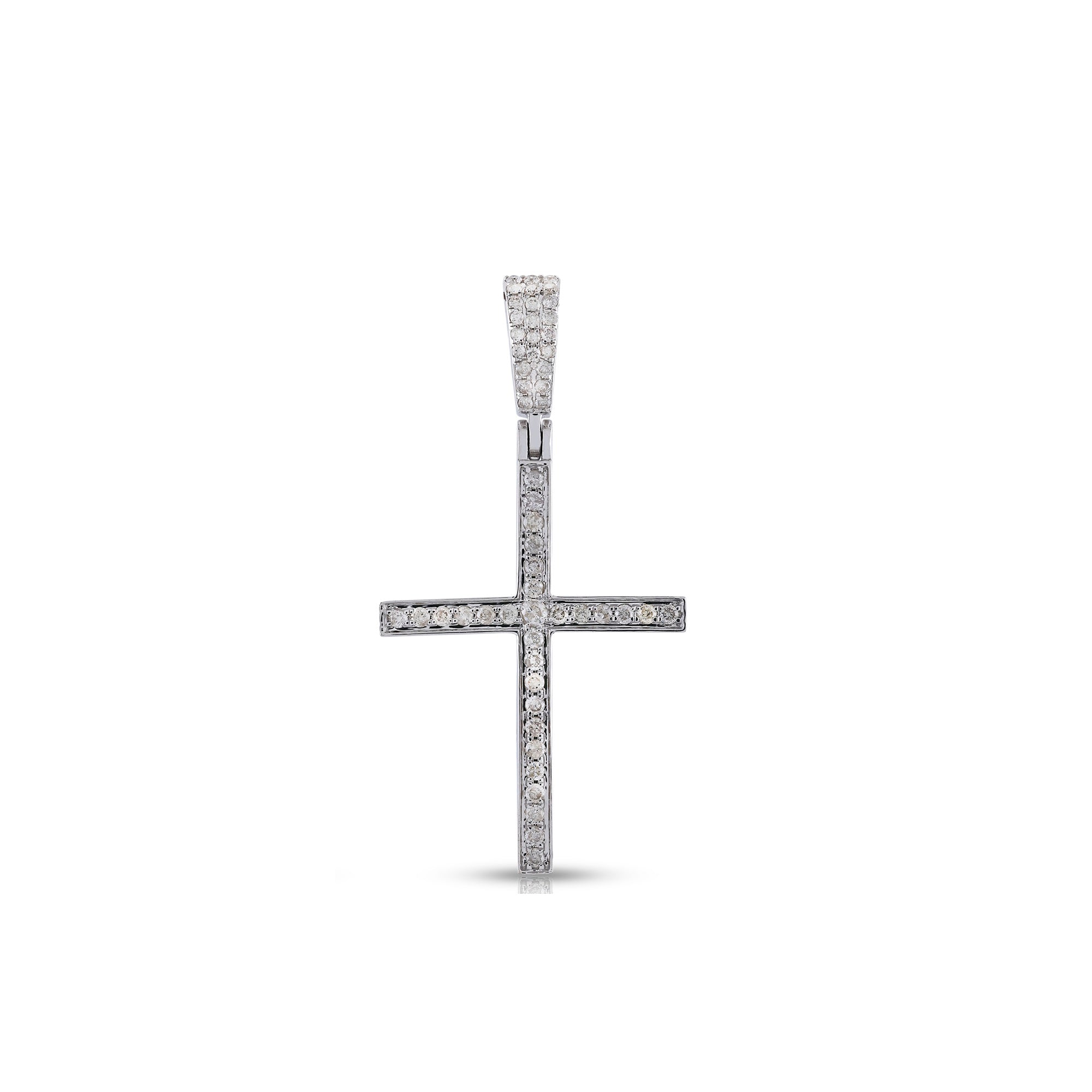 White Gold Round Diamond Cross Pendant