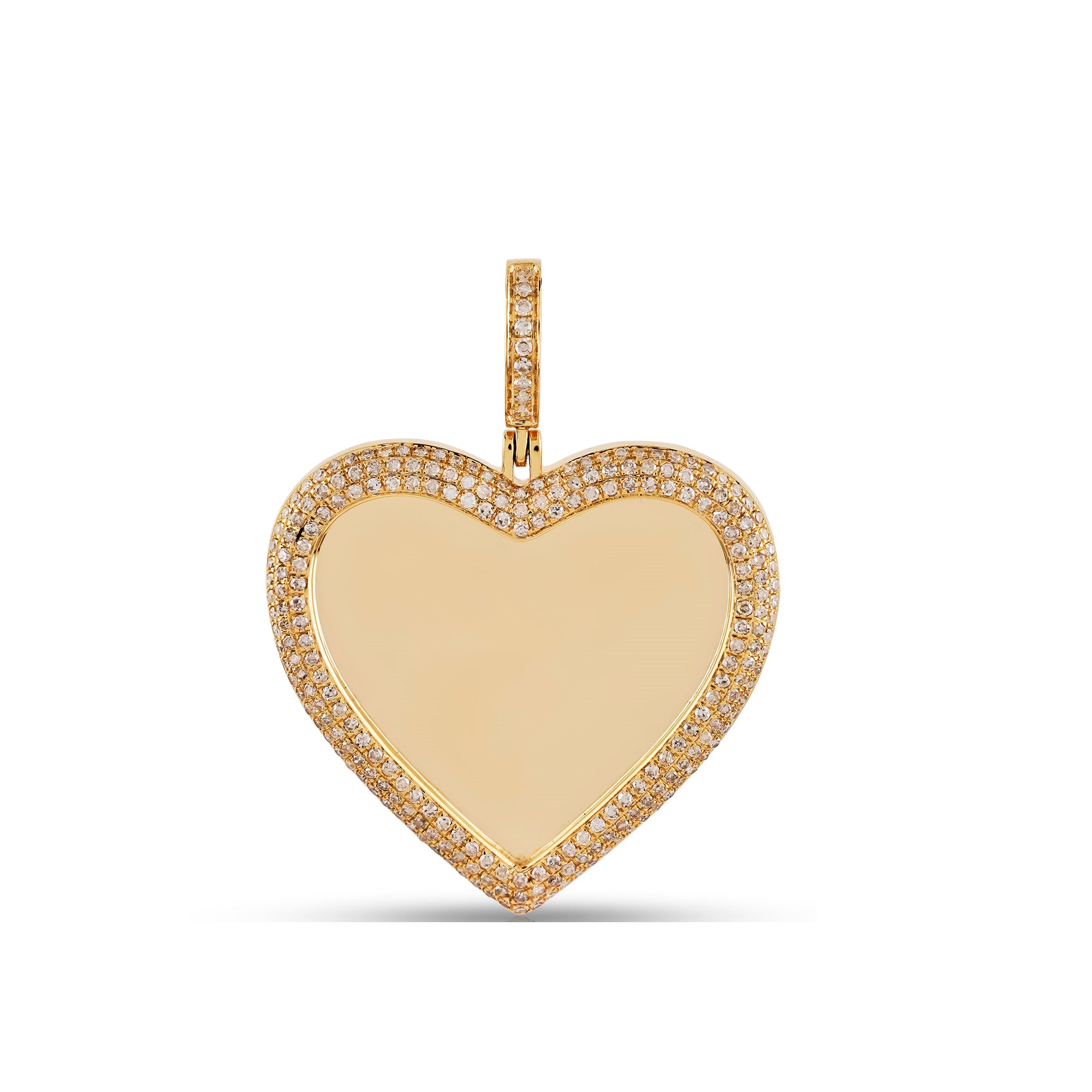 Yellow Gold Round Diamond Heart Pendant