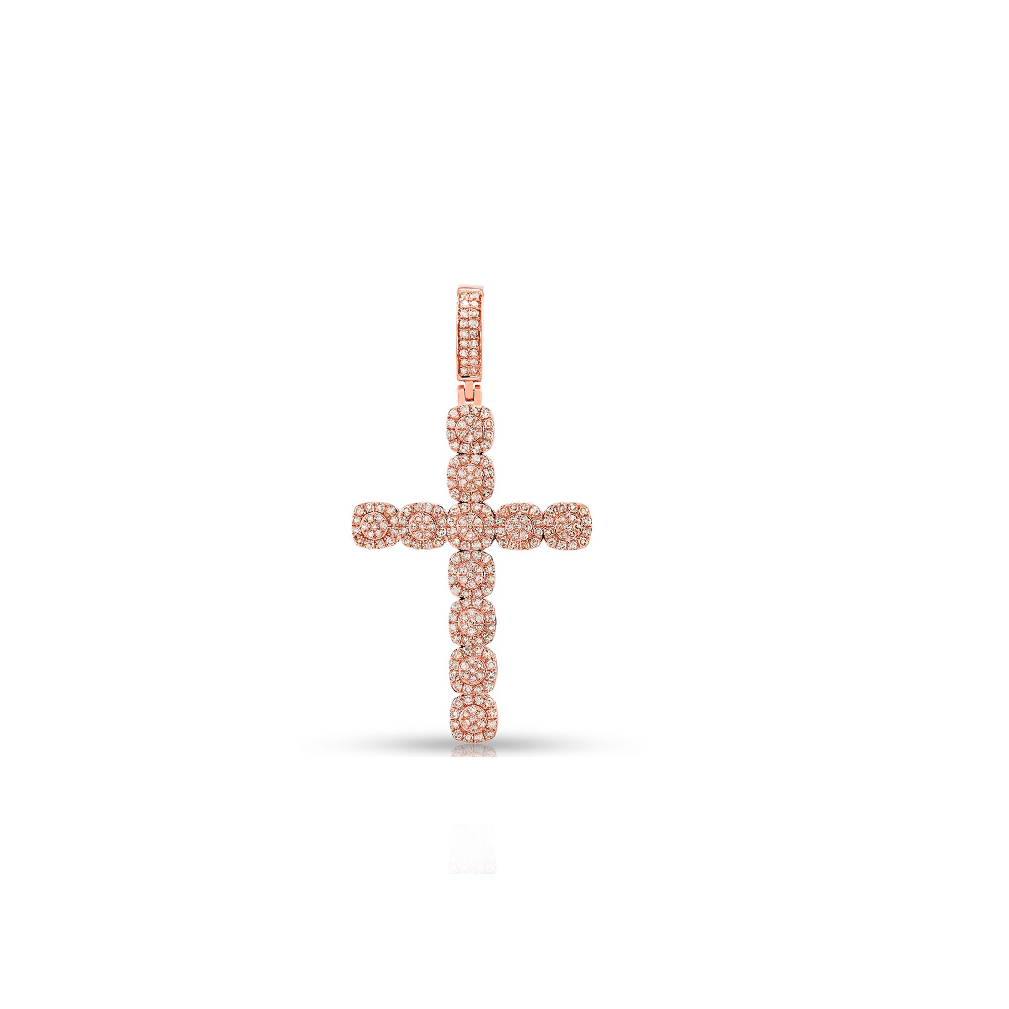 Rose Gold Round Diamond Cross Pendant