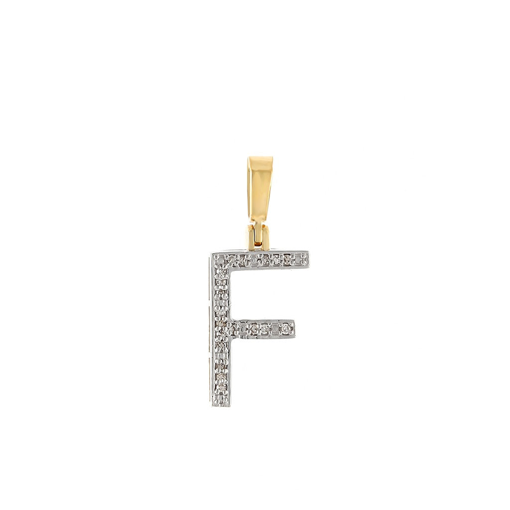 Yellow Gold Round Diamond Initial Letter Pendant
