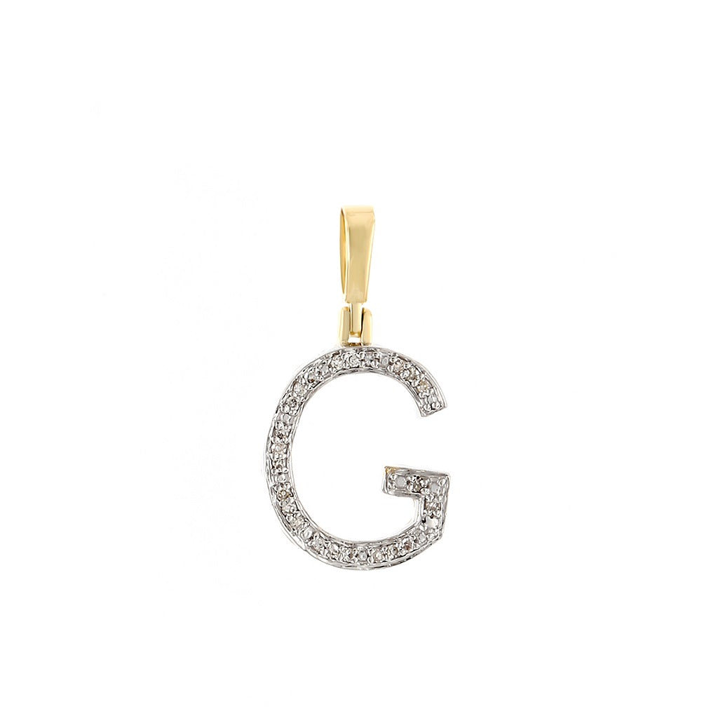 Yellow Gold Round Diamond Initial Letter Pendant