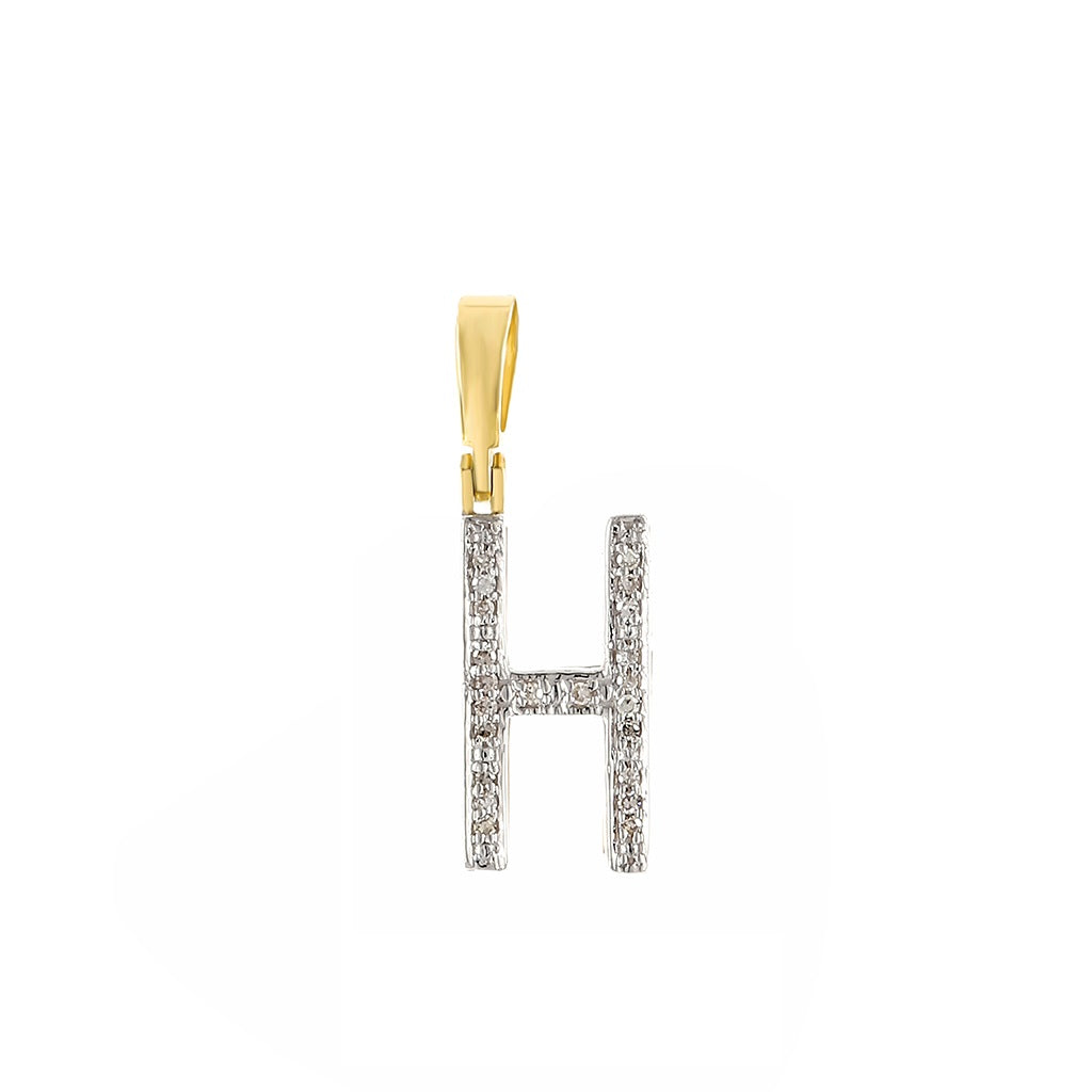 Yellow Gold Round Diamond Initial Letter Pendant