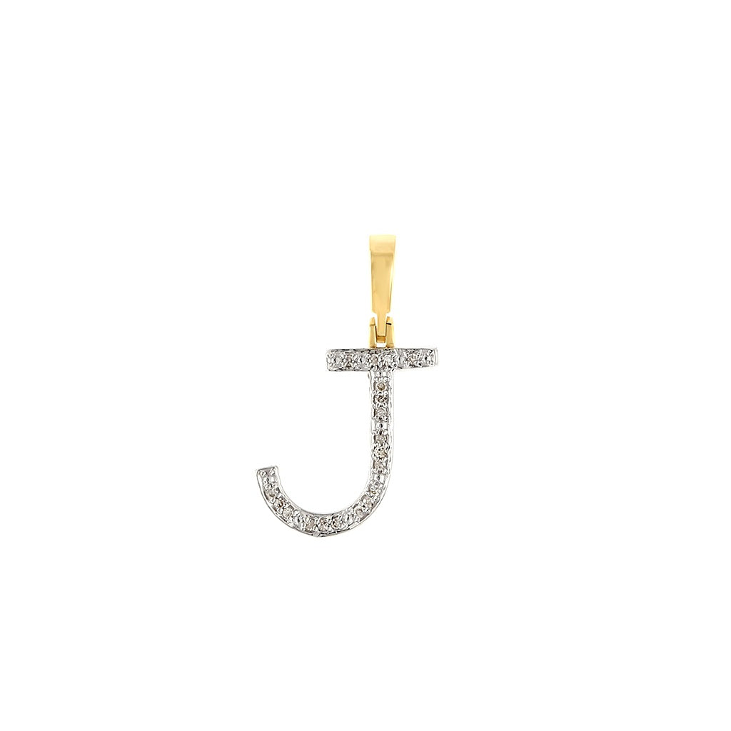 Yellow Gold Round Diamond Initial Letter Pendant