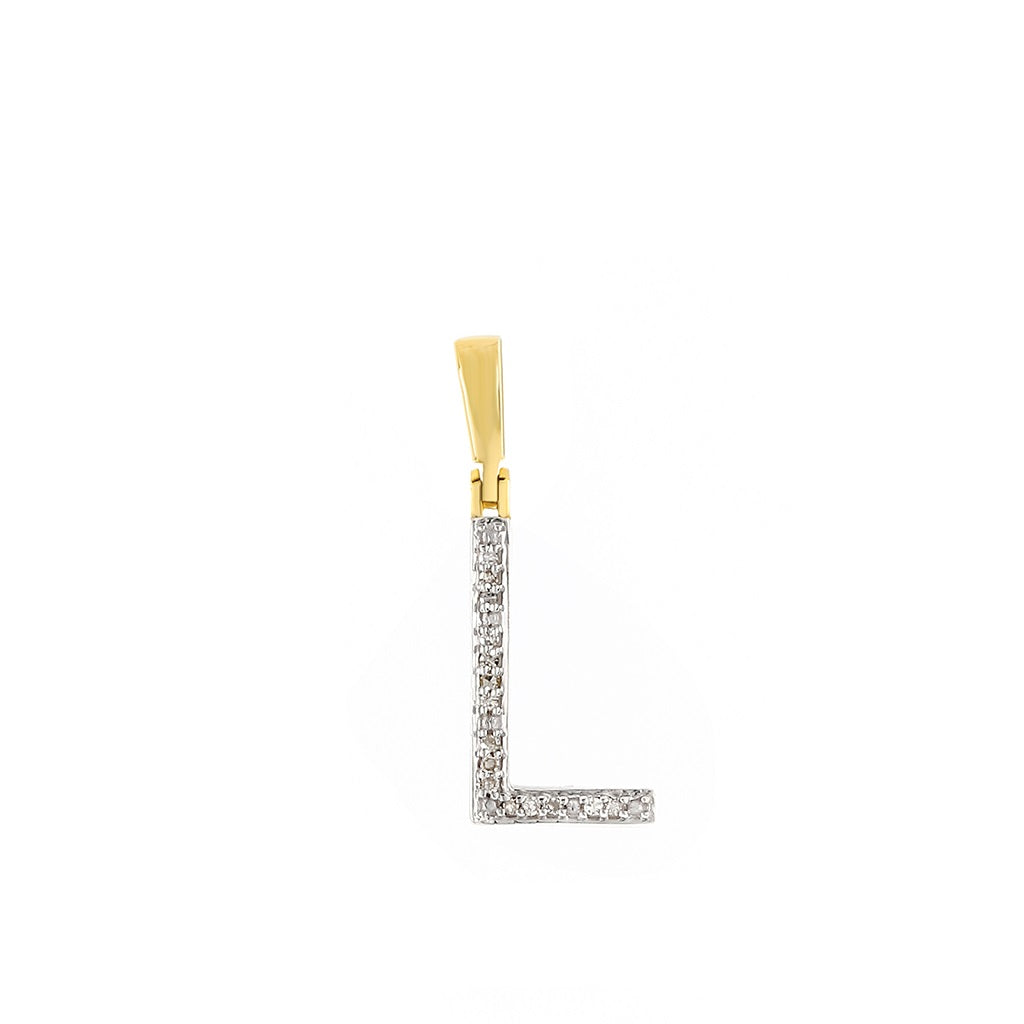 Yellow Gold Round Diamond Initial Letter Pendant