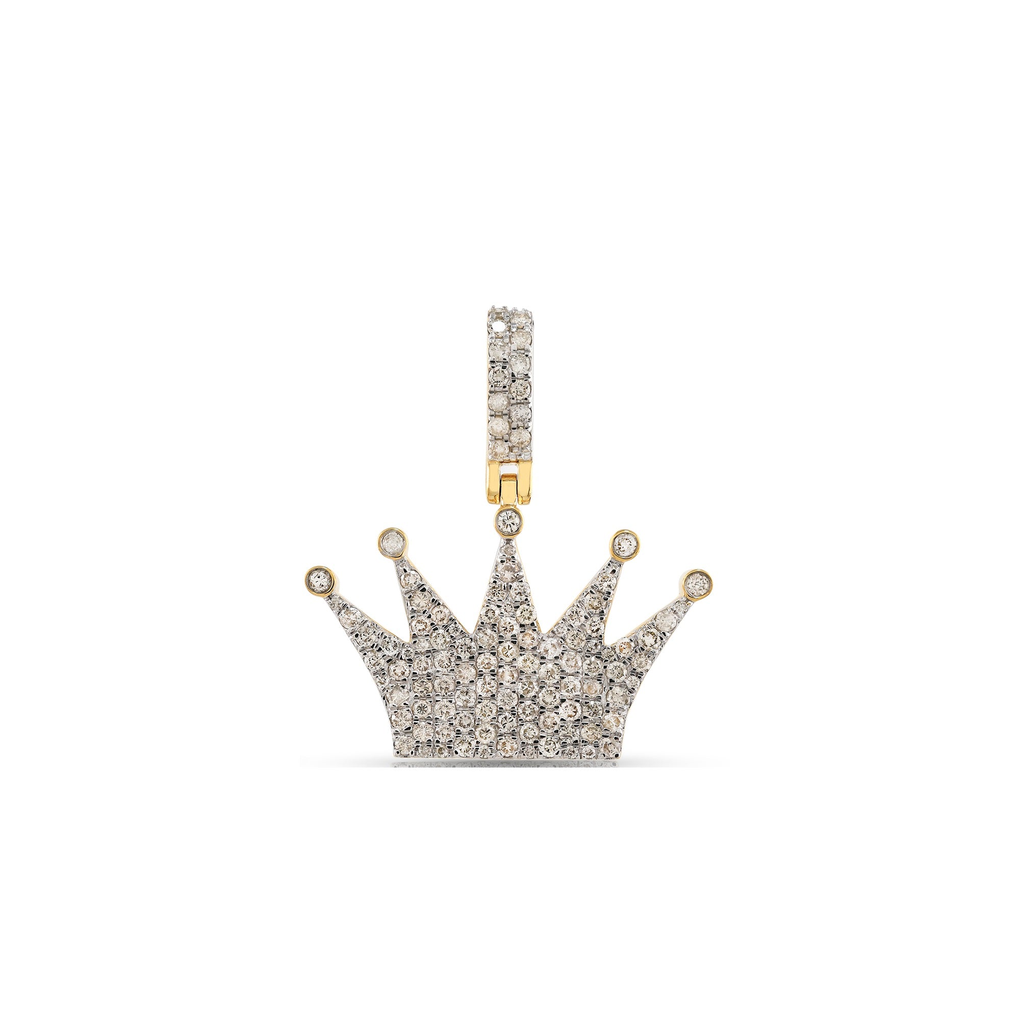 Yellow Gold Round Diamond Cluster Crown Pendant