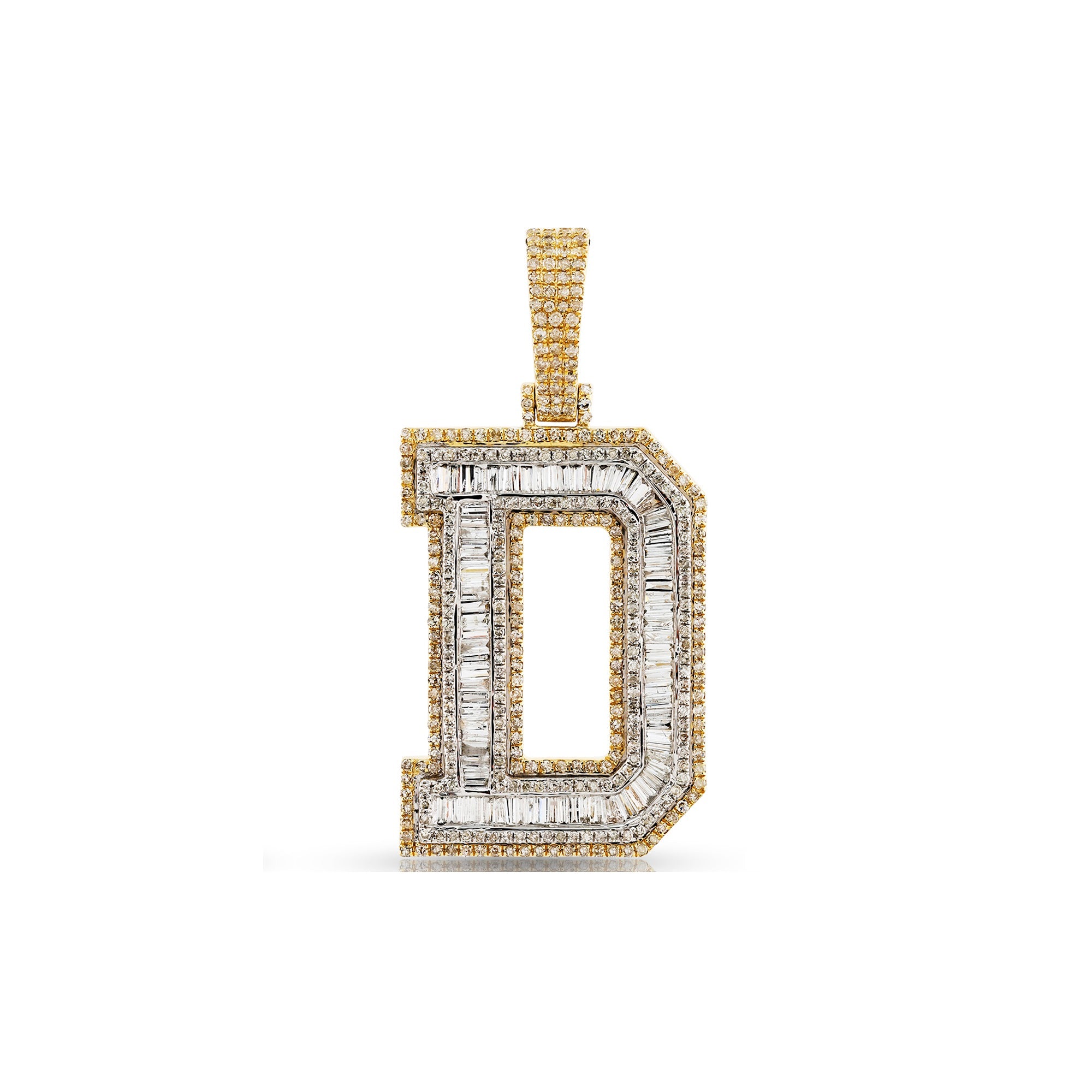 Yellow Gold Baguette Diamond Intial Pendant