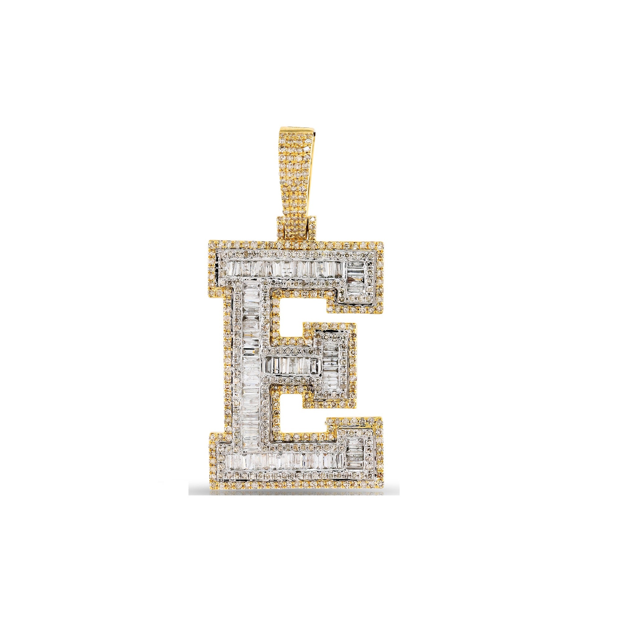 Yellow Gold Baguette Diamond Intial Pendant