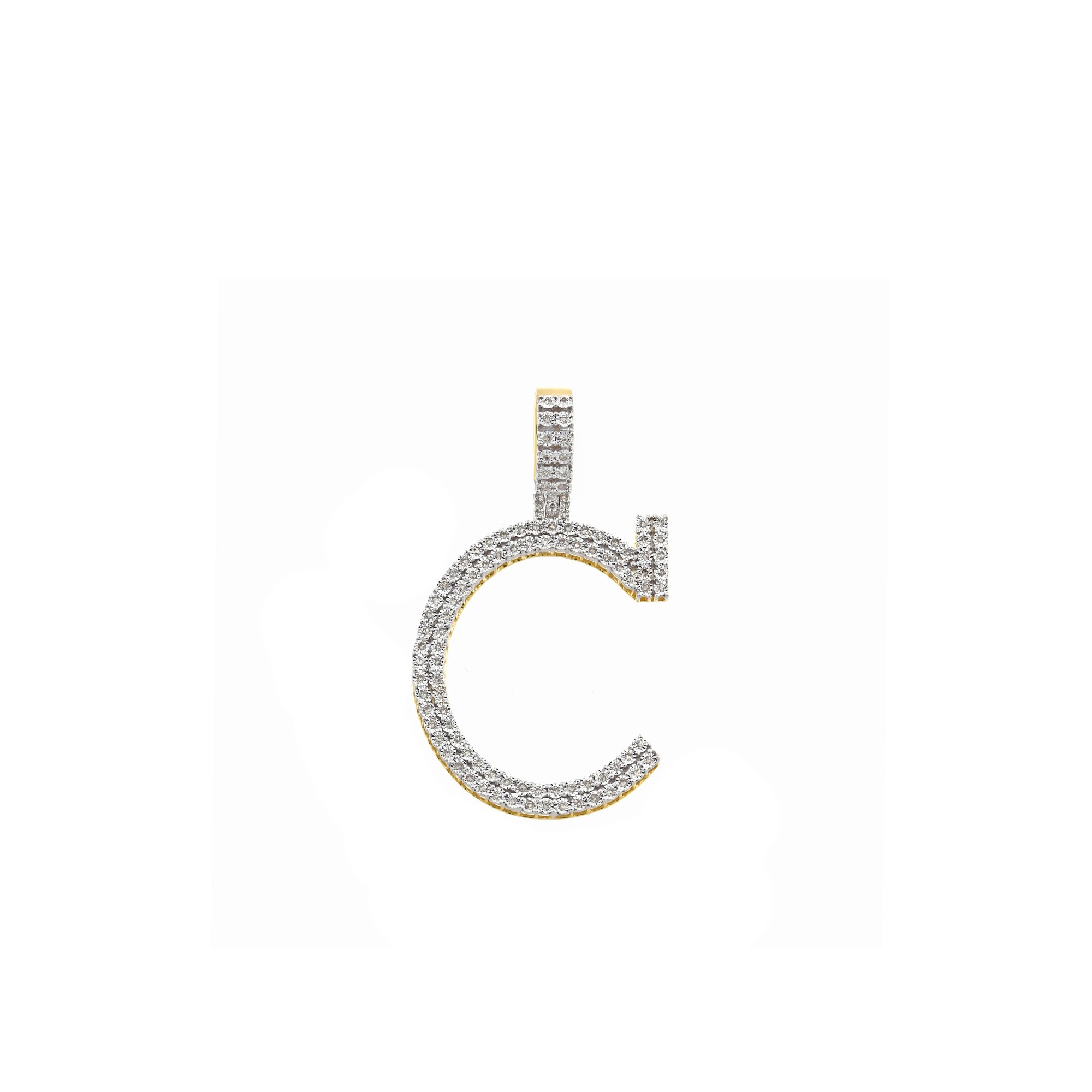 Yellow Gold Round Diamond Illusion Initial Pendant