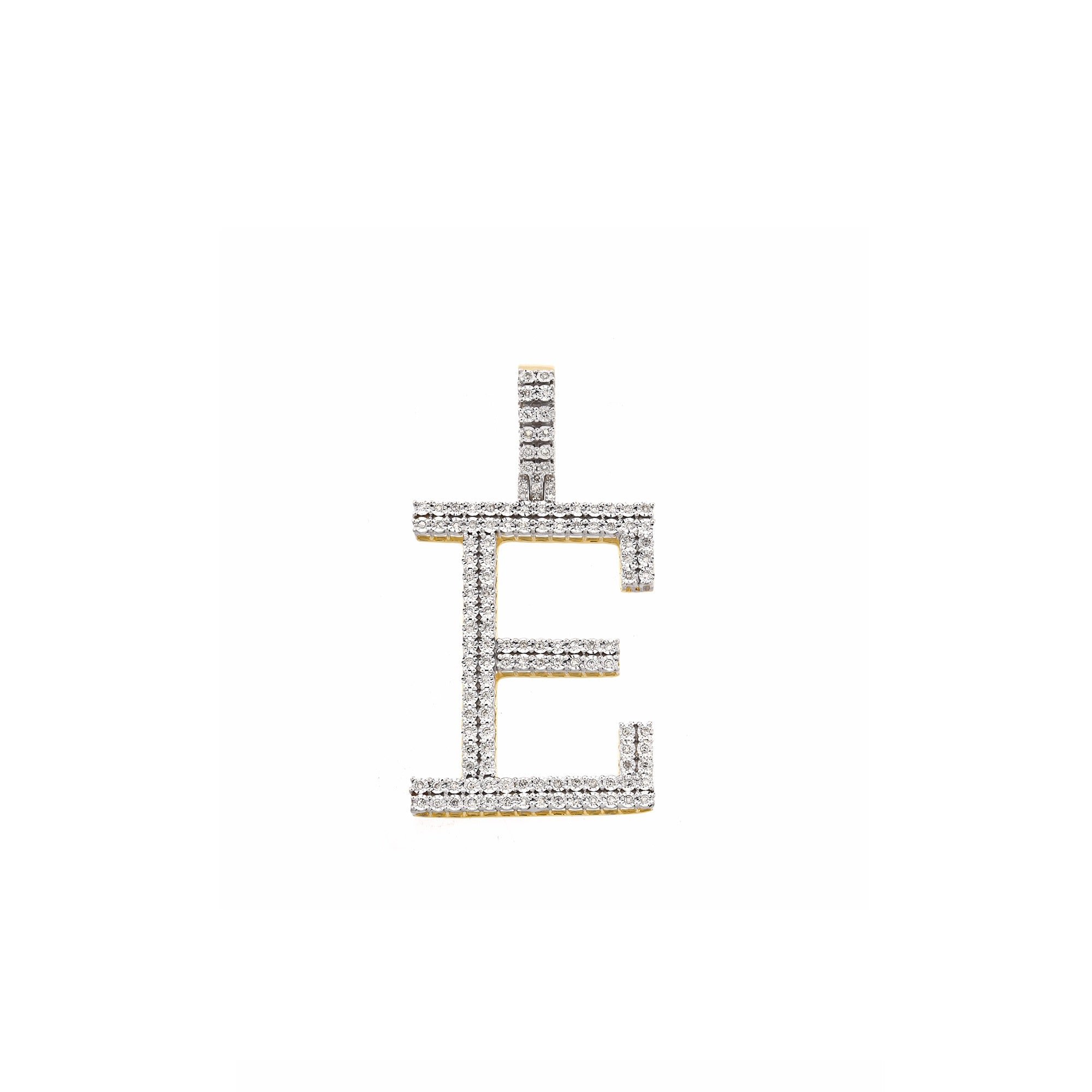Yellow Gold Round Diamond Illusion Initial Pendant