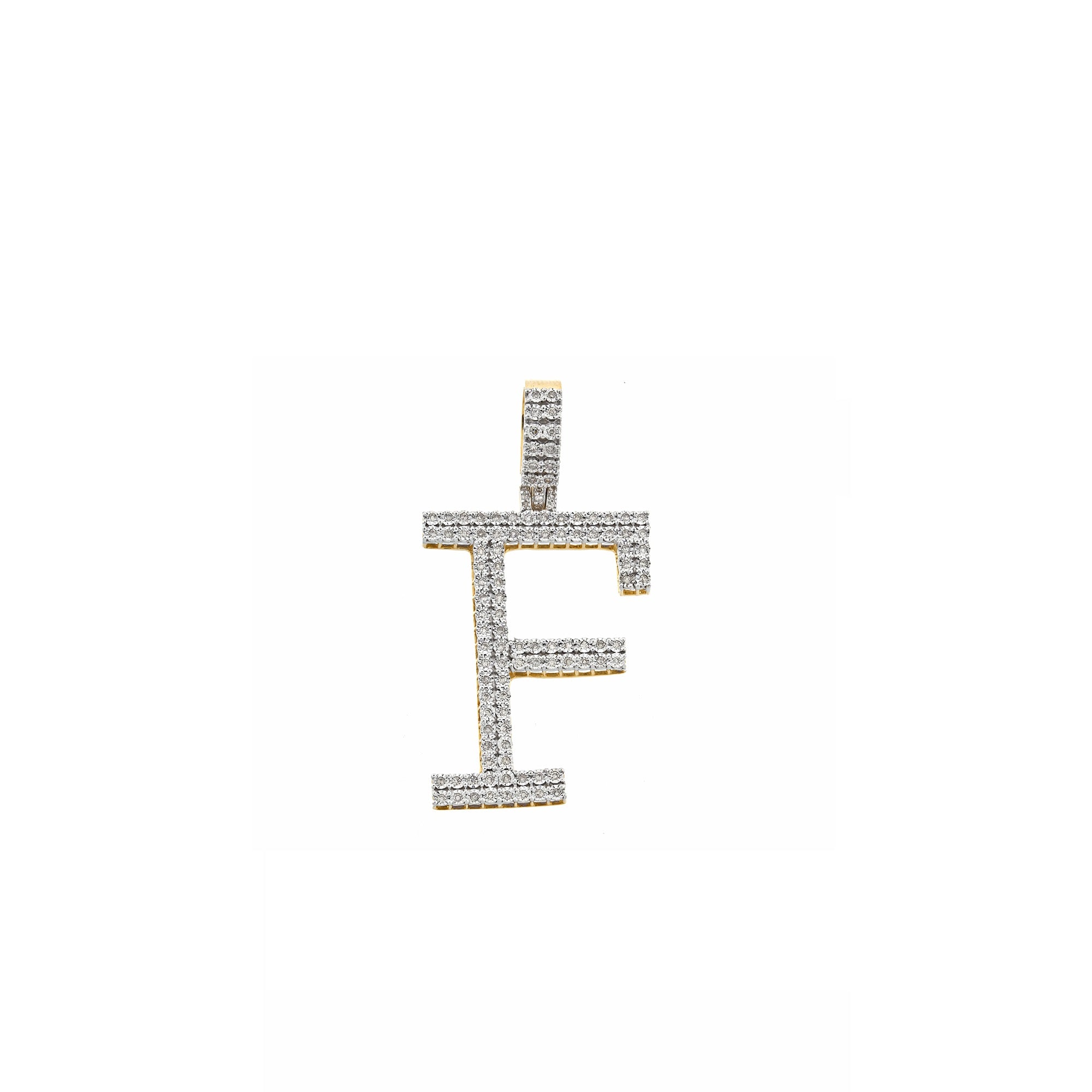 Yellow Gold Round Diamond Illusion Initial Pendant