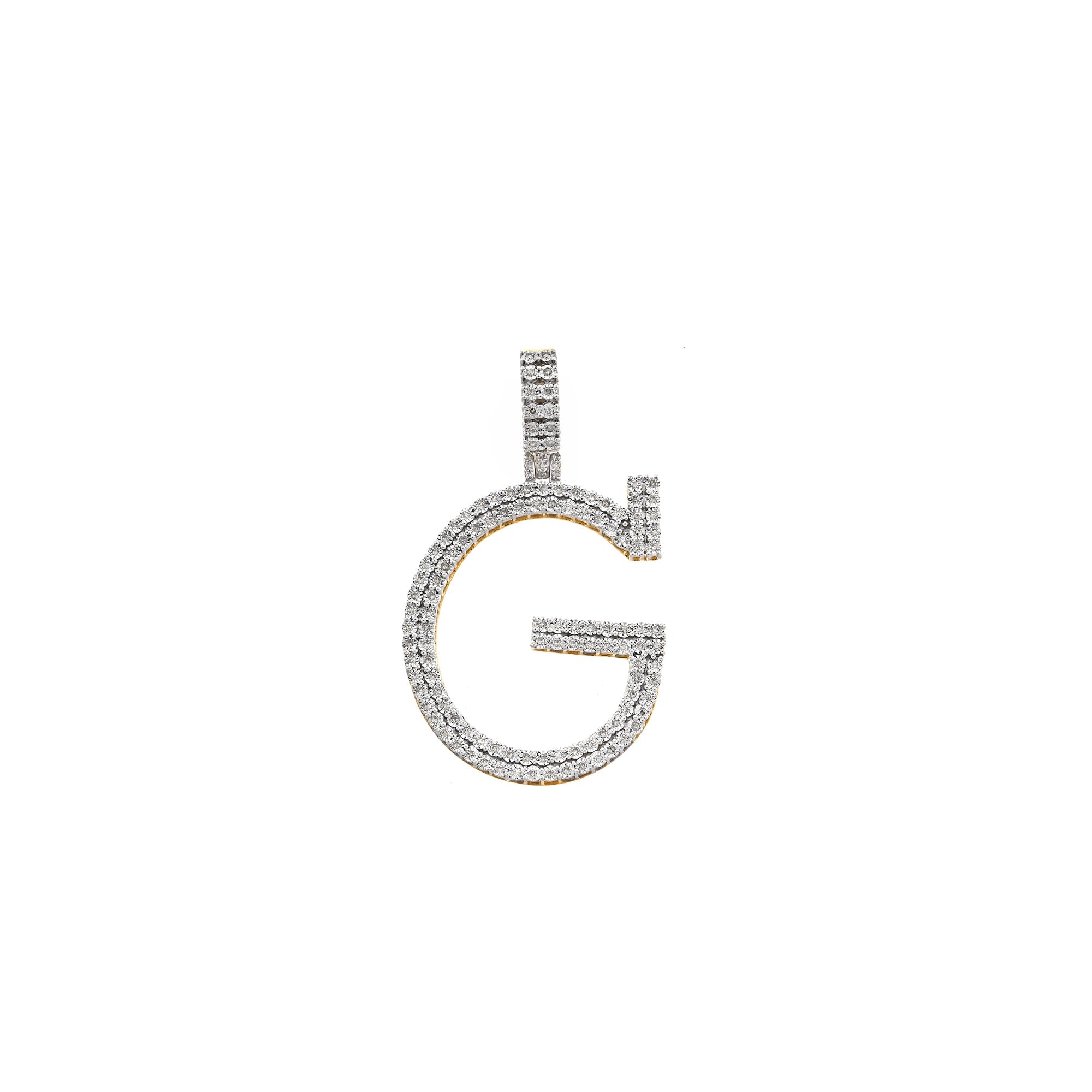 Yellow Gold Round Diamond Illusion Initial Pendant