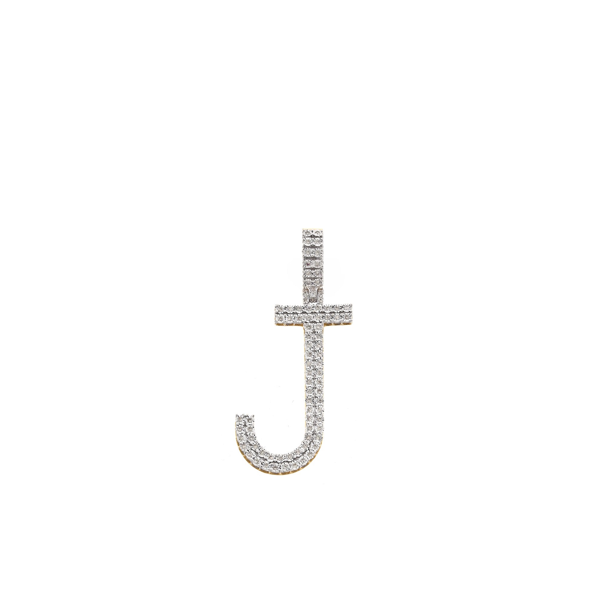 Yellow Gold Round Diamond Illusion Initial Pendant