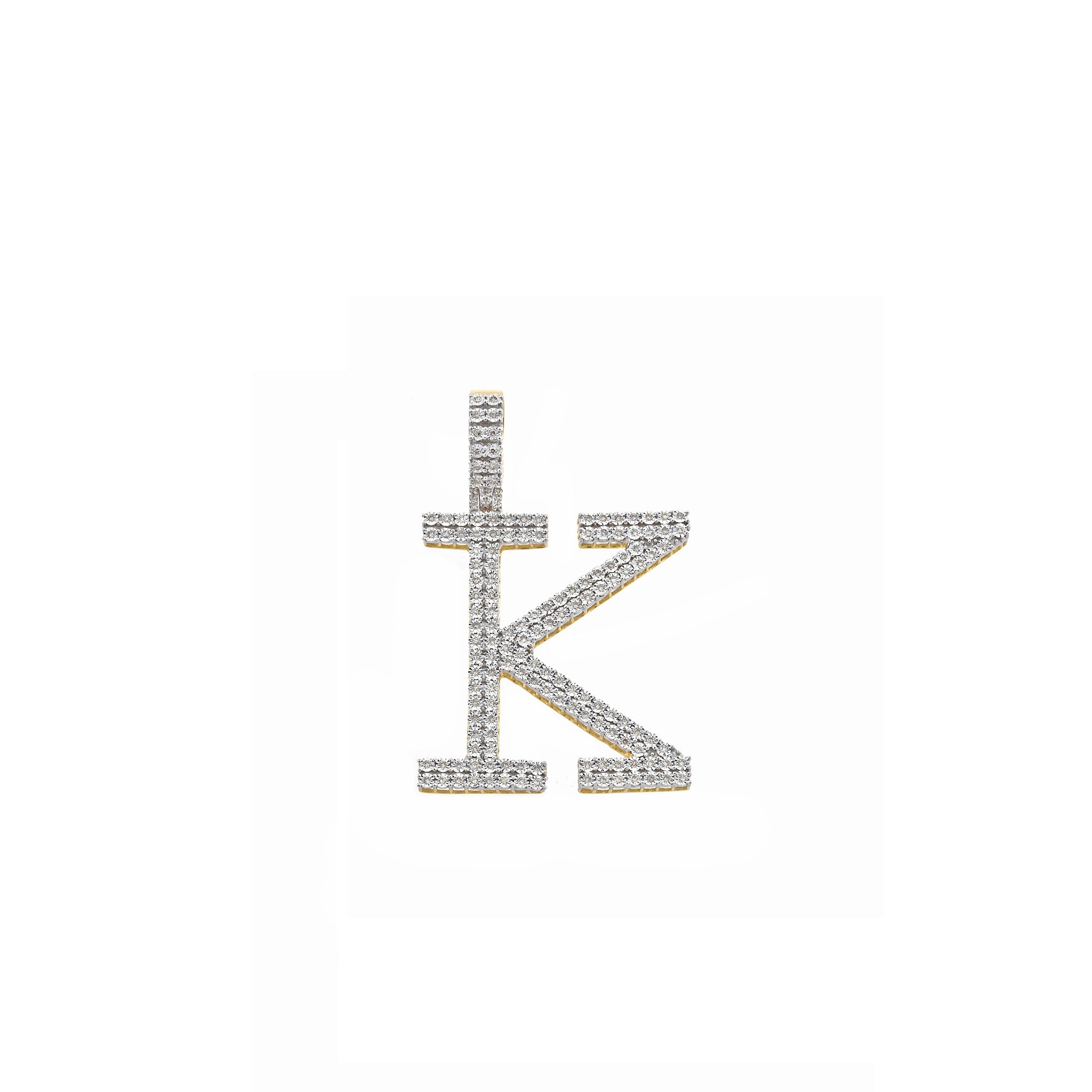 Yellow Gold Round Diamond Illusion Initial Pendant