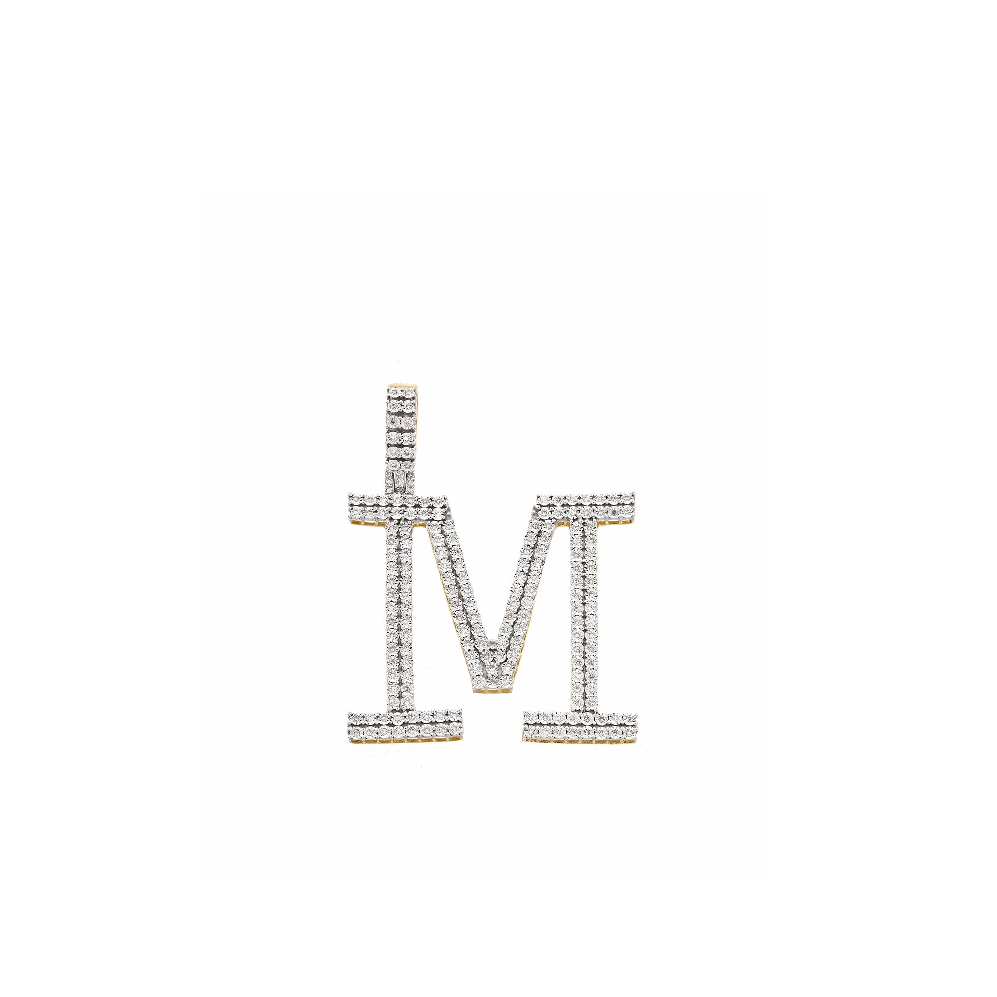 Yellow Gold Round Diamond Illusion Initial Pendant