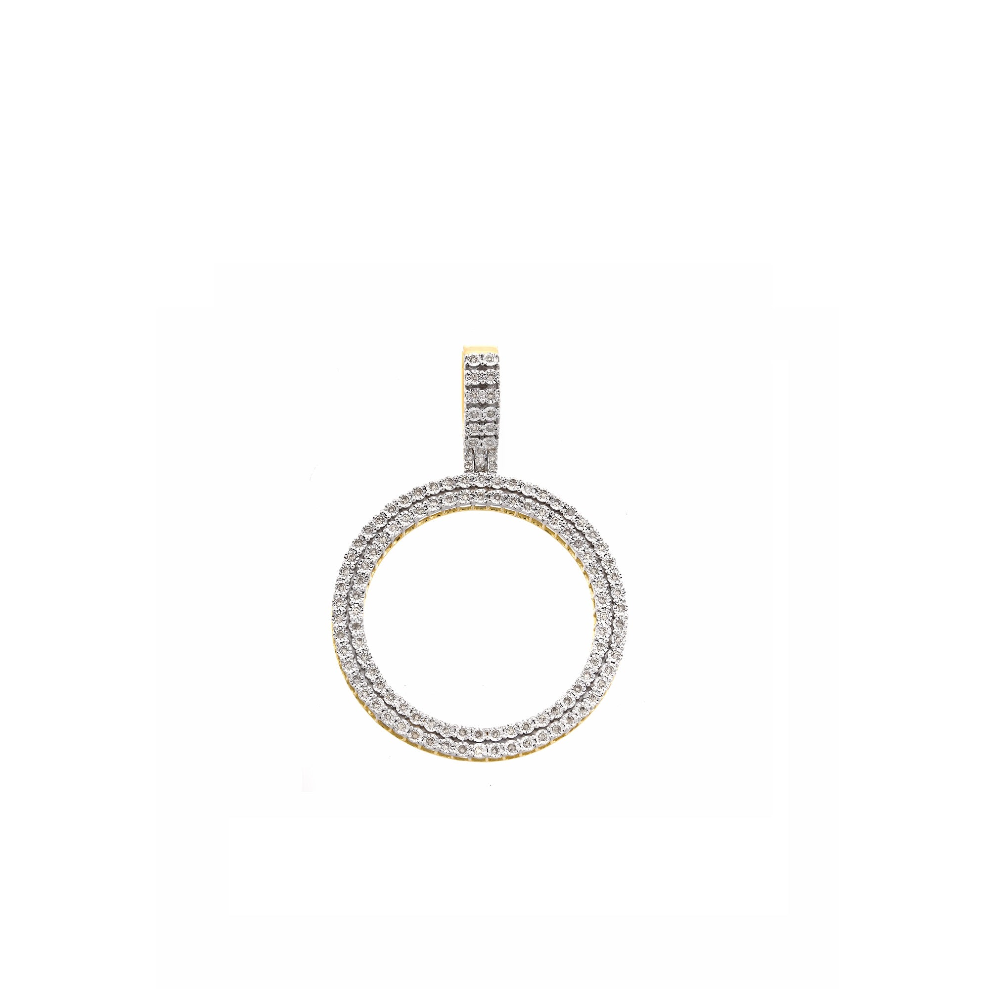 Yellow Gold Round Diamond Illusion Initial Pendant
