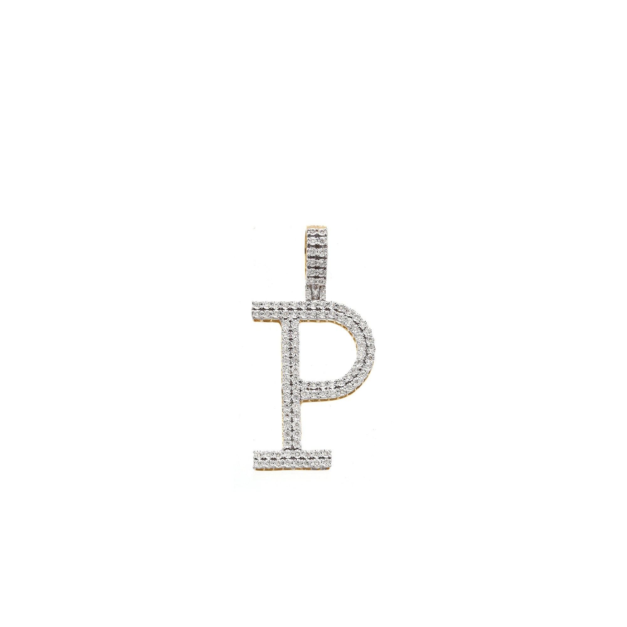 Yellow Gold Round Diamond Illusion Initial Pendant
