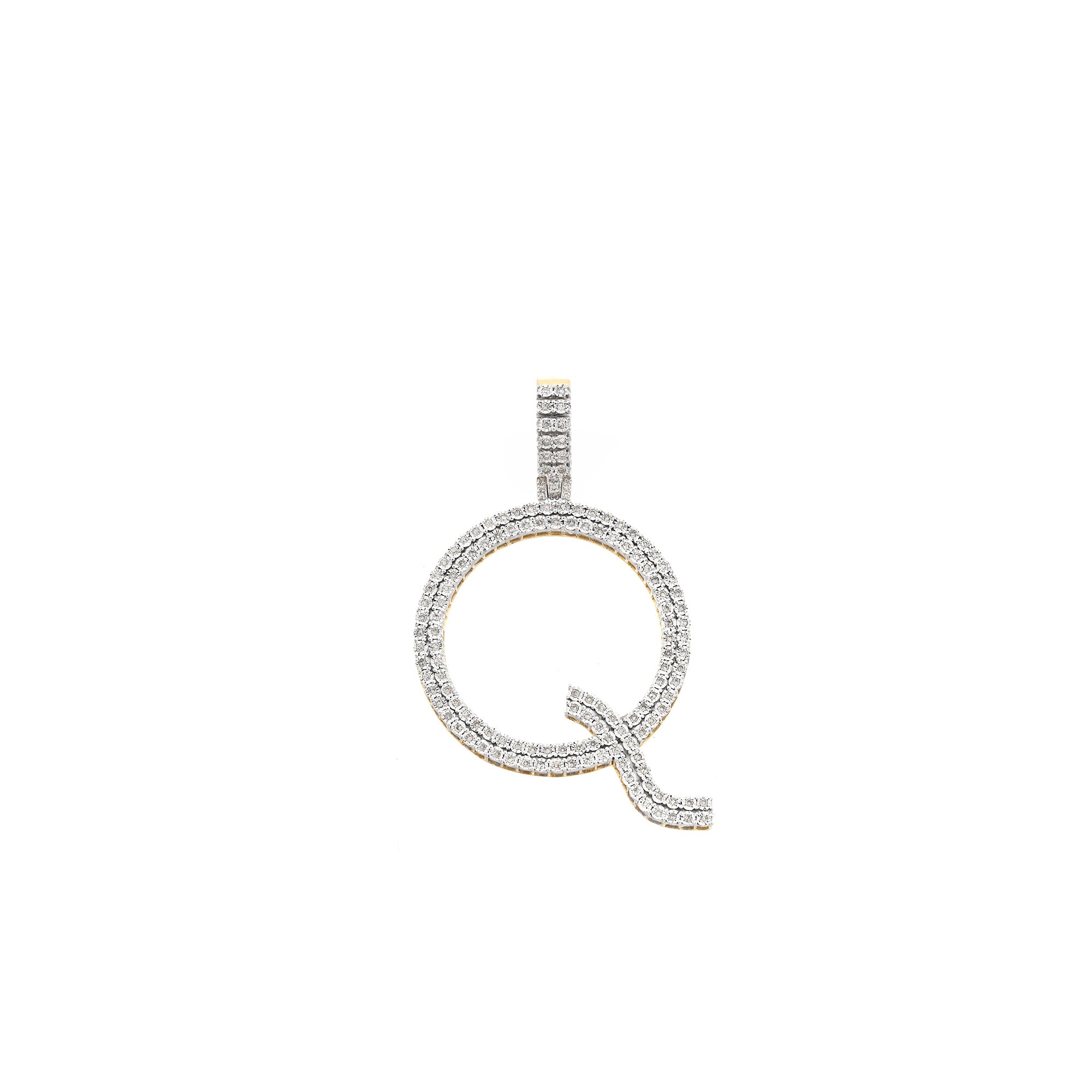 Yellow Gold Round Diamond Illusion Initial Pendant