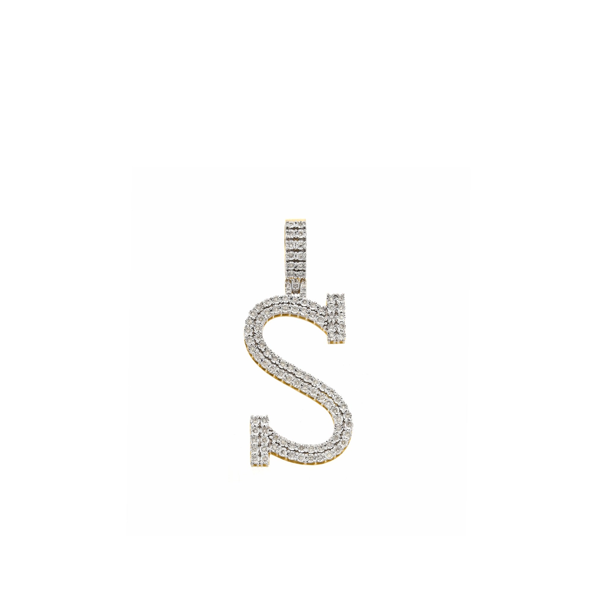 Yellow Gold Round Diamond Illusion Initial Pendant