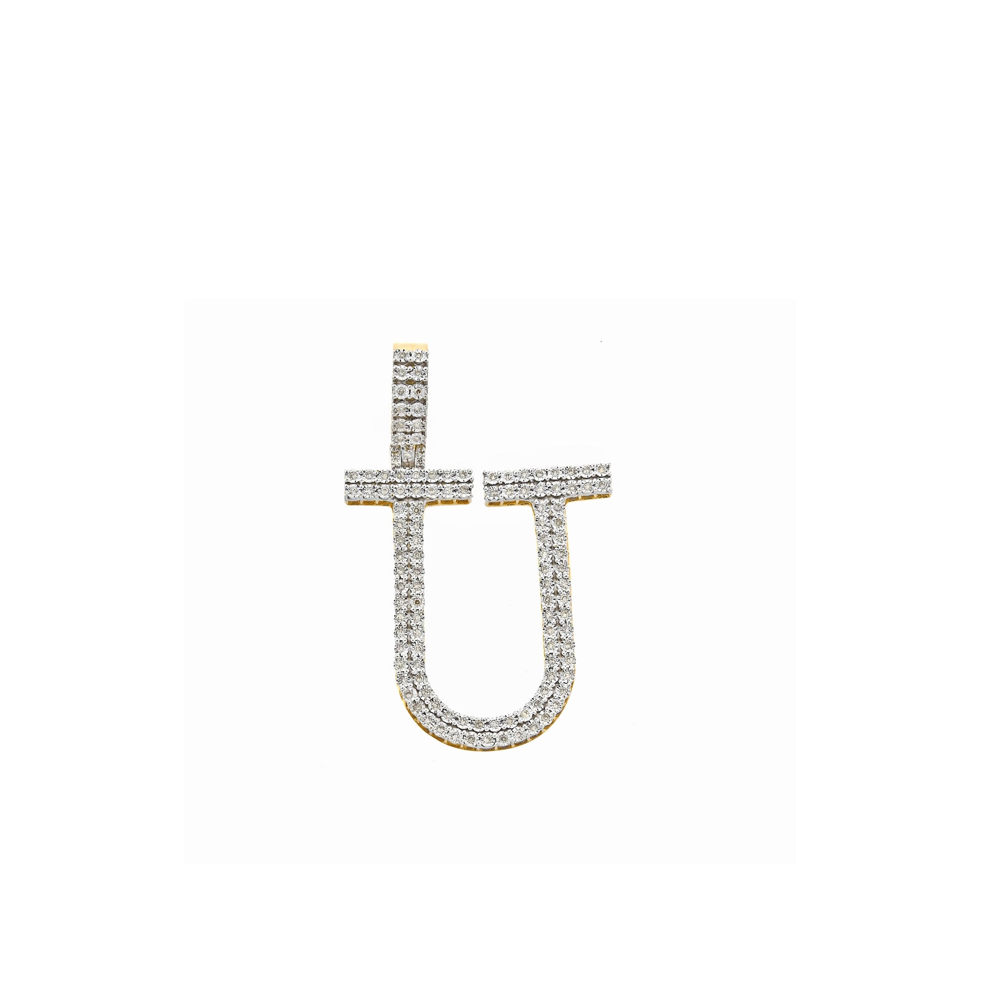 Yellow Gold Round Diamond Illusion Initial Pendant