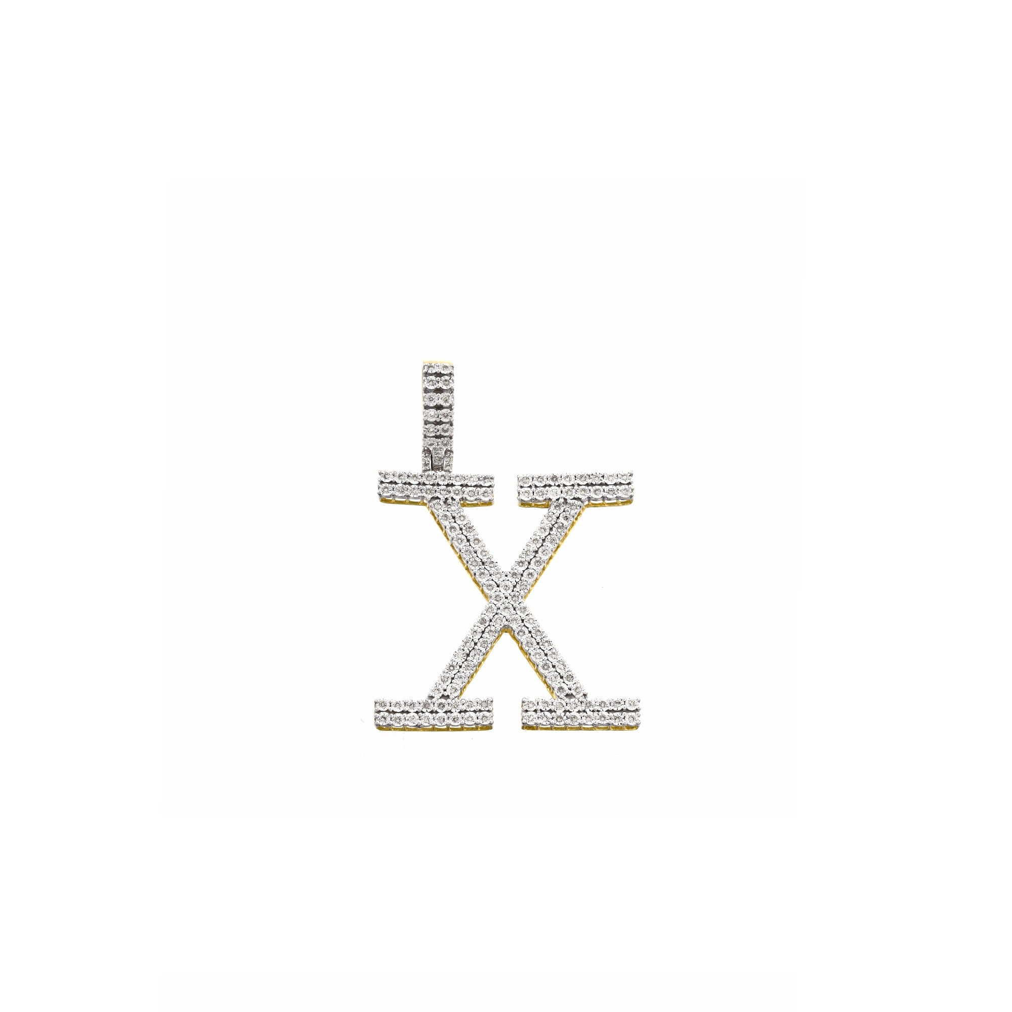 Yellow Gold Round Diamond Illusion Initial Pendant