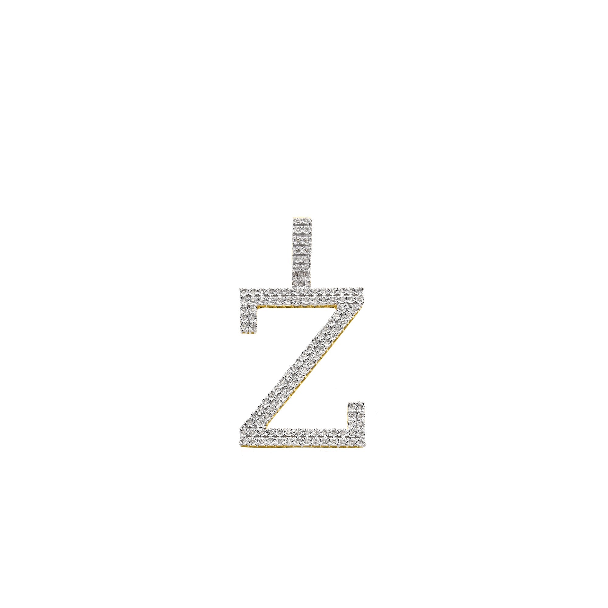 Yellow Gold Round Diamond Illusion Initial Pendant