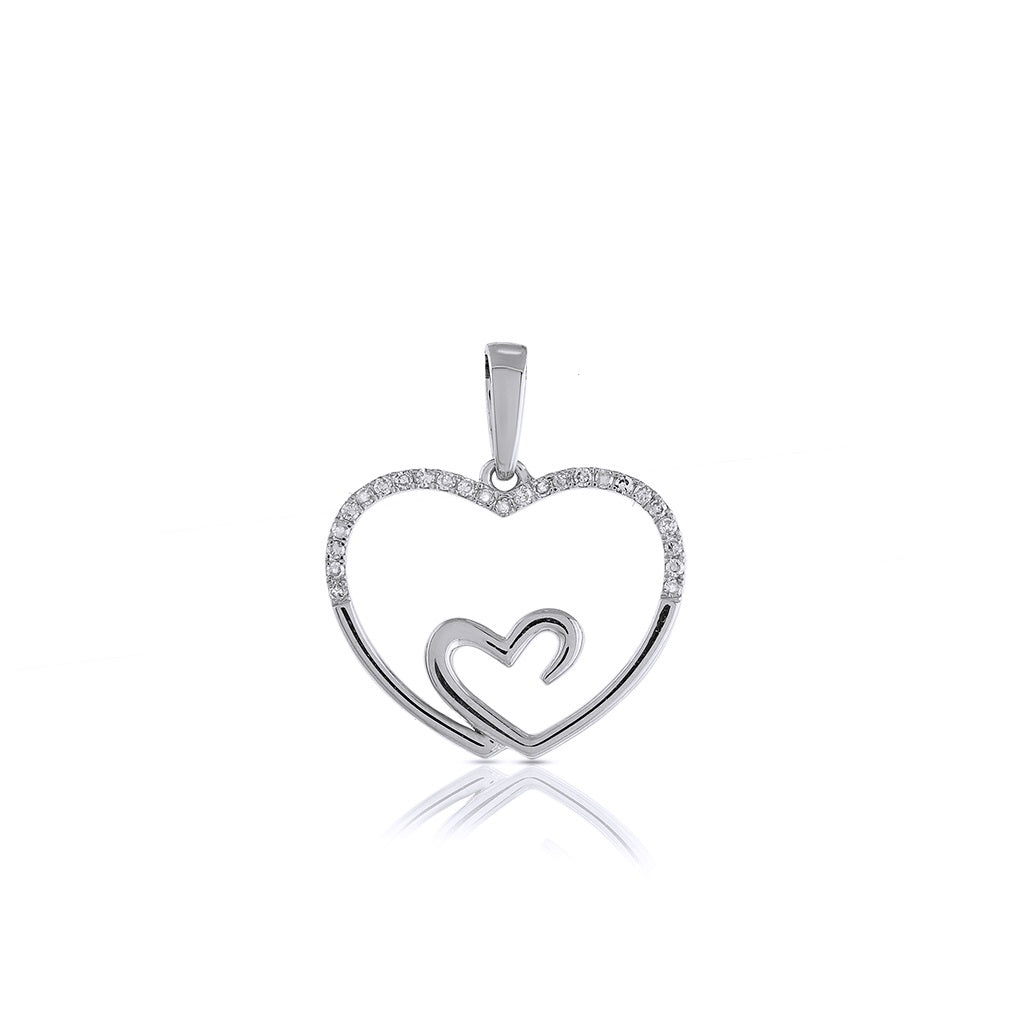 0.12Ct Round Diamond Gold Heart Pendant For Women's