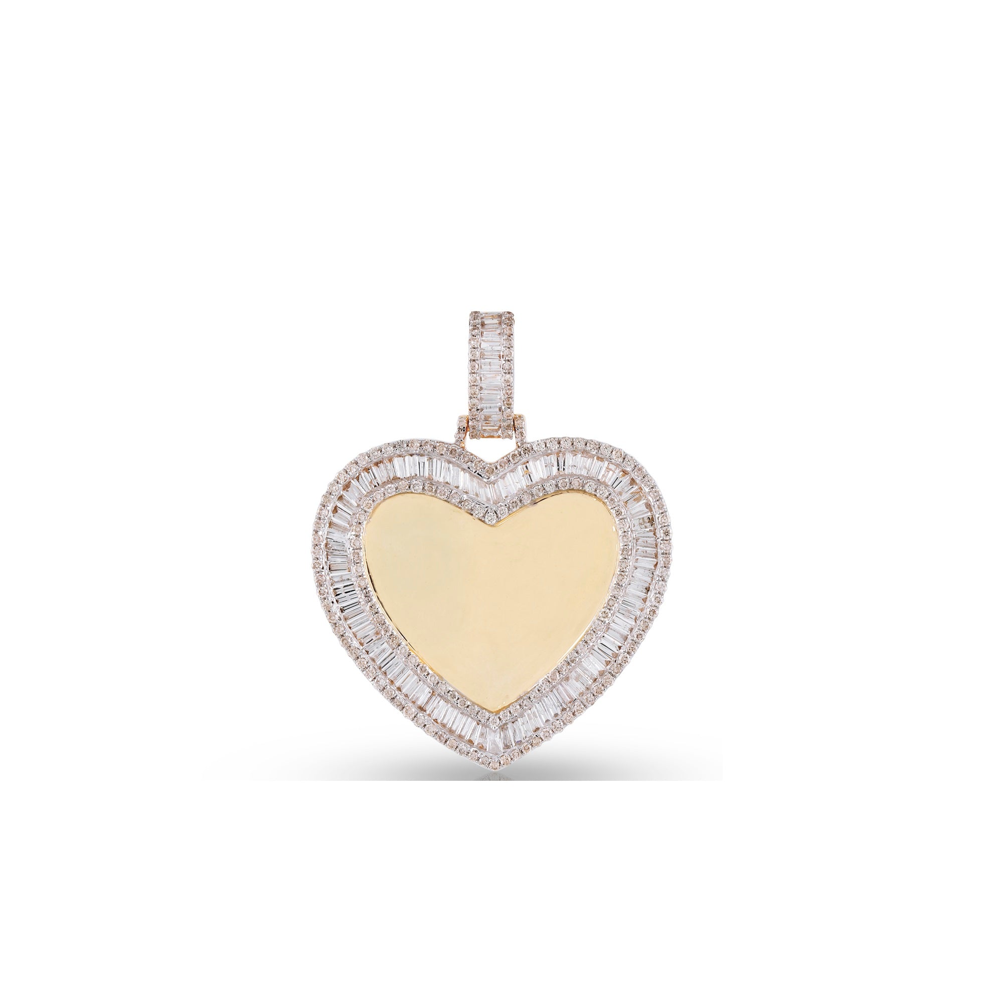 1.22Ct Round and Baguette Diamond Yellow Gold Picture Pendant