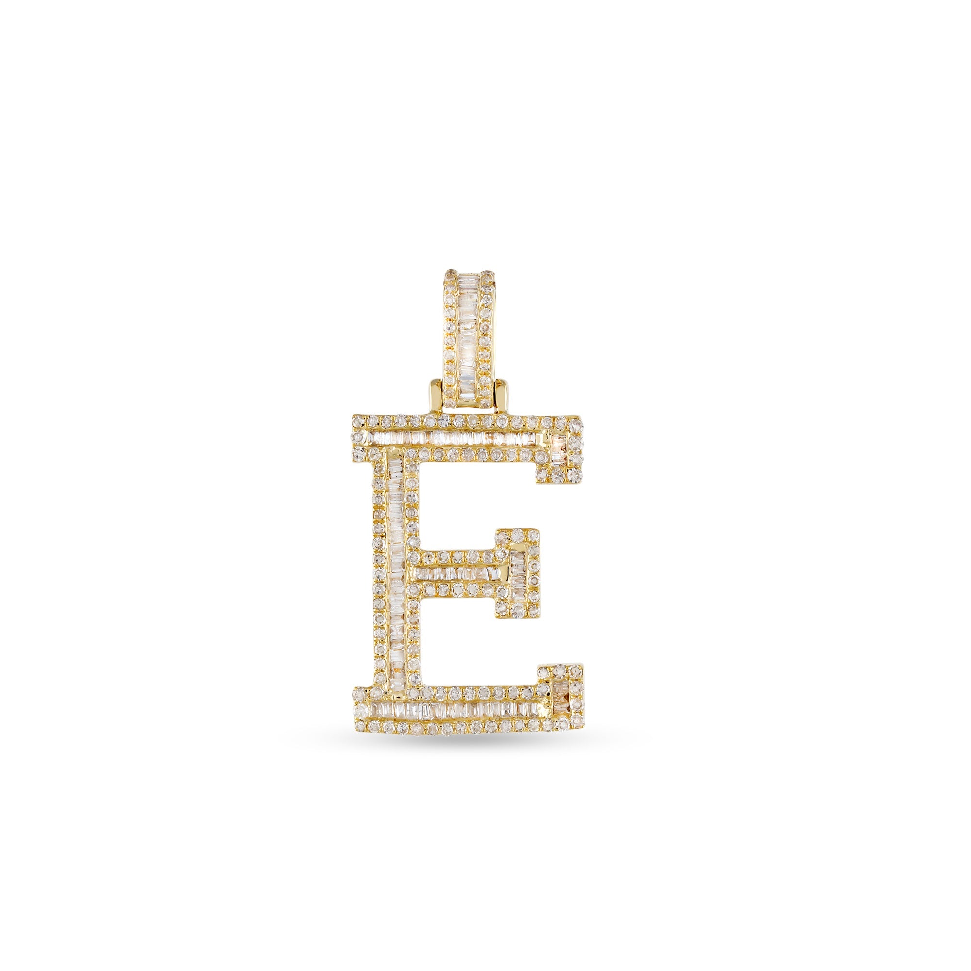 Yellow Gold Baguette Diamond Initial Pendant