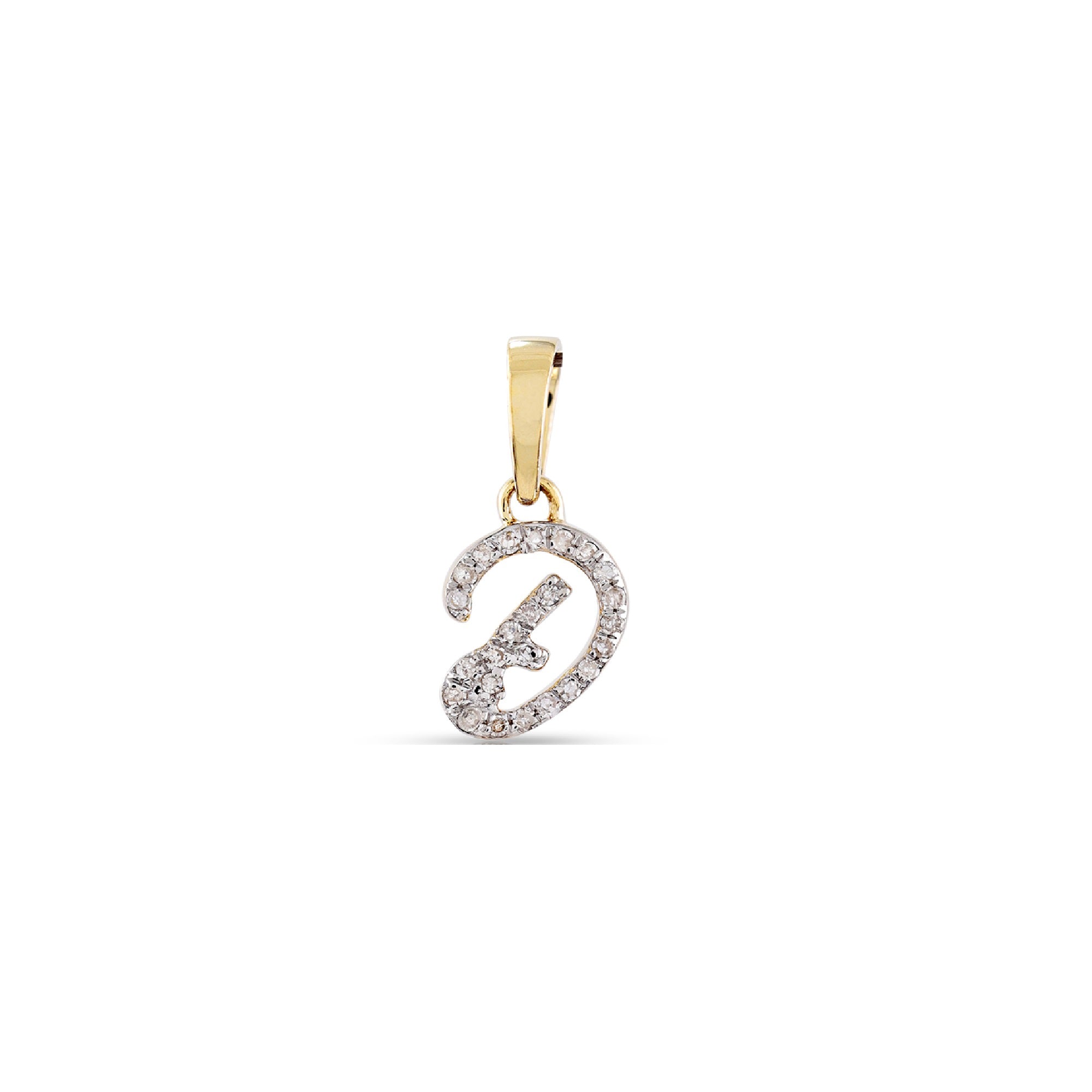 Yellow Gold Round Diamond Pave Set Initial Letter Pendant