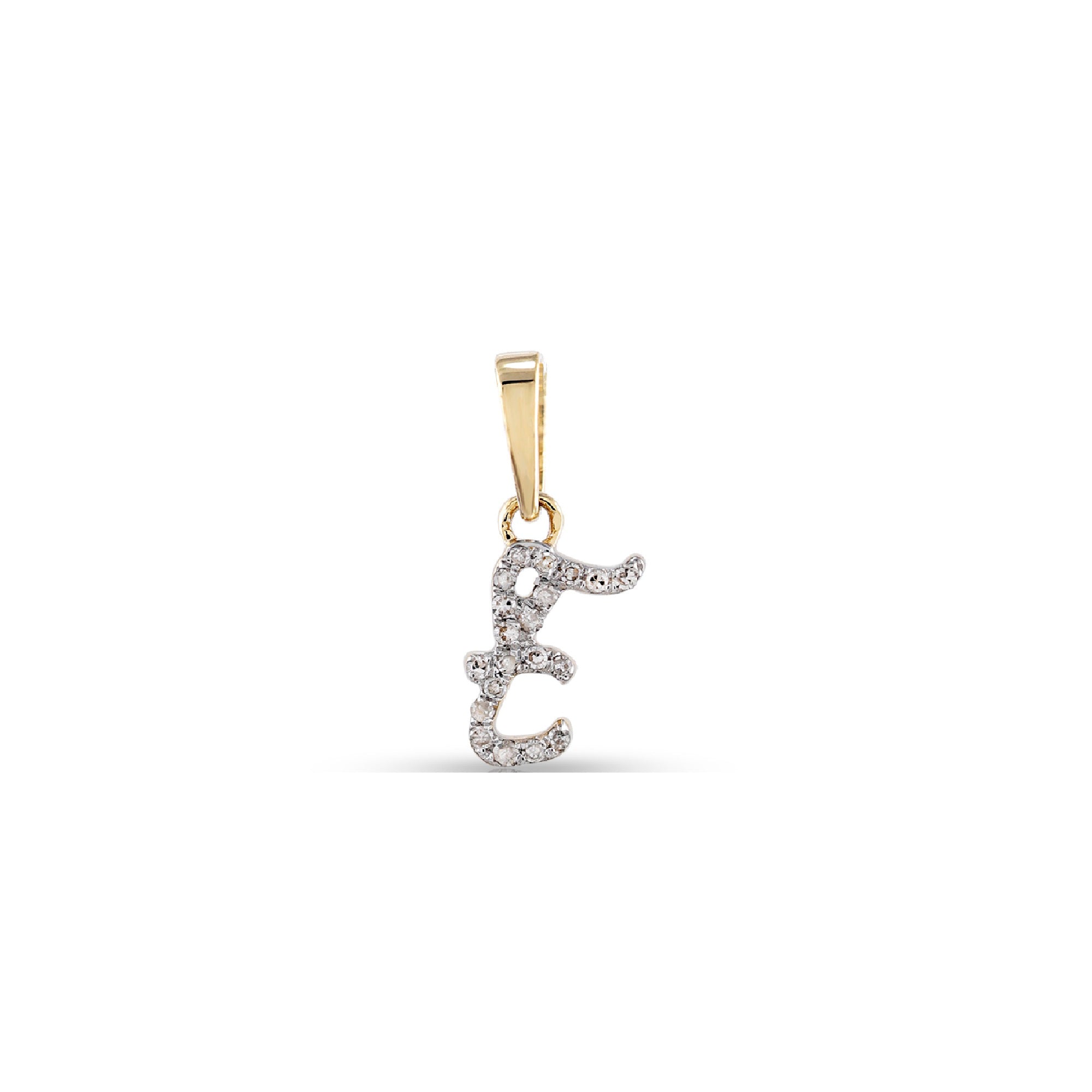 Yellow Gold Round Diamond Pave Set Initial Letter Pendant