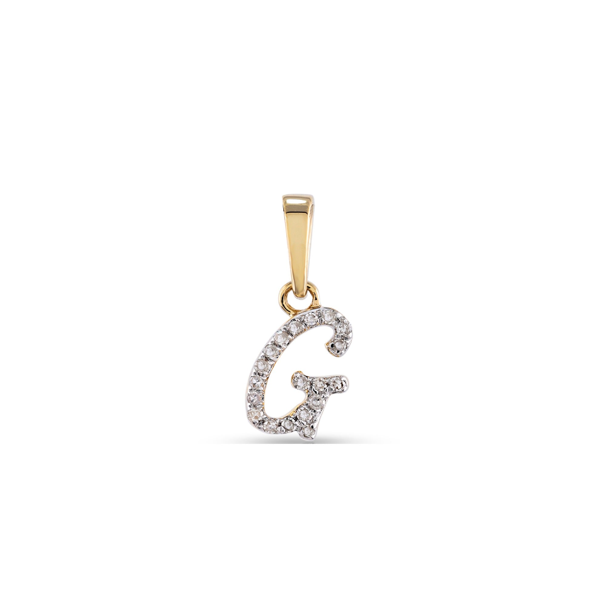 Yellow Gold Round Diamond Pave Set Initial Letter Pendant