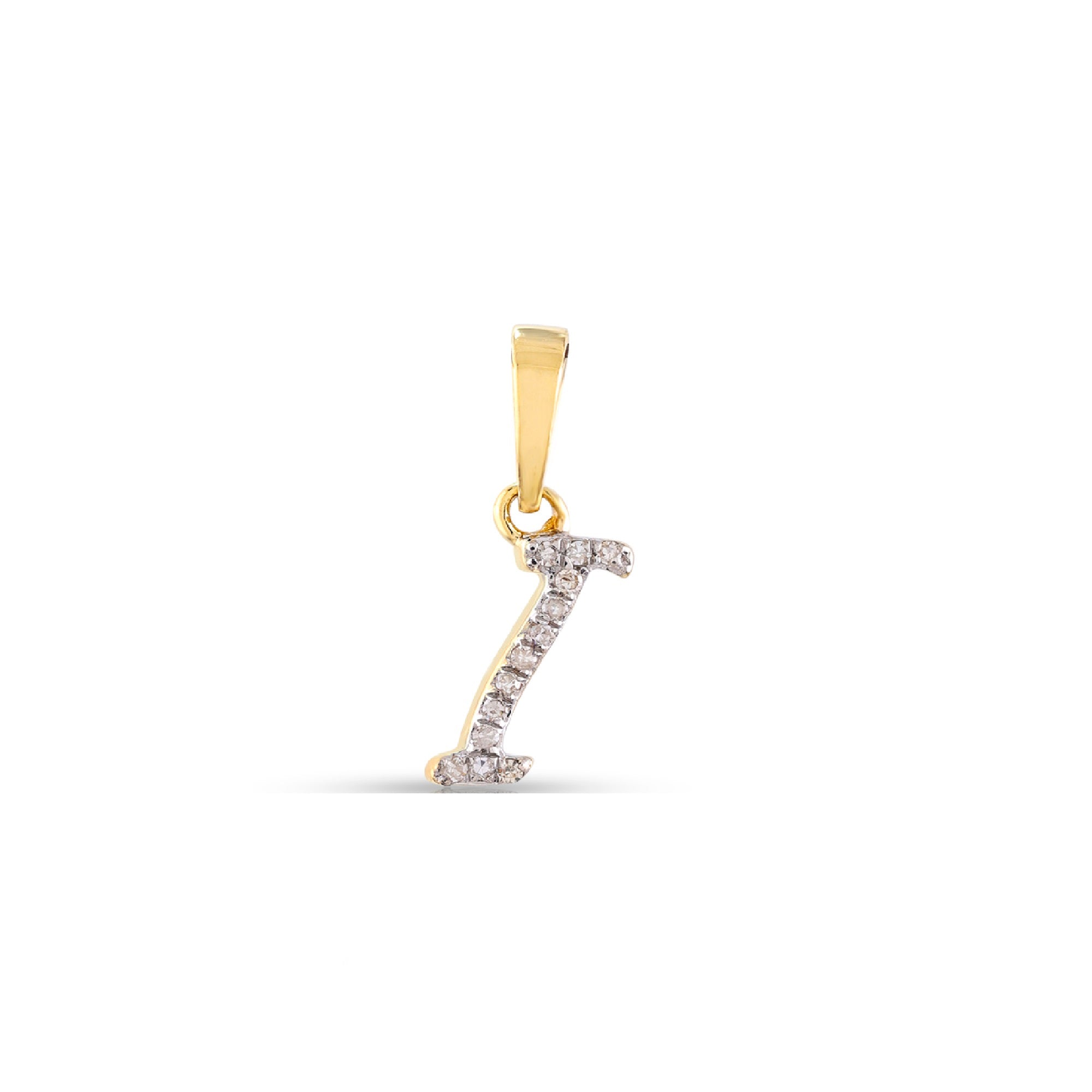 Yellow Gold Round Diamond Pave Set Initial Letter Pendant