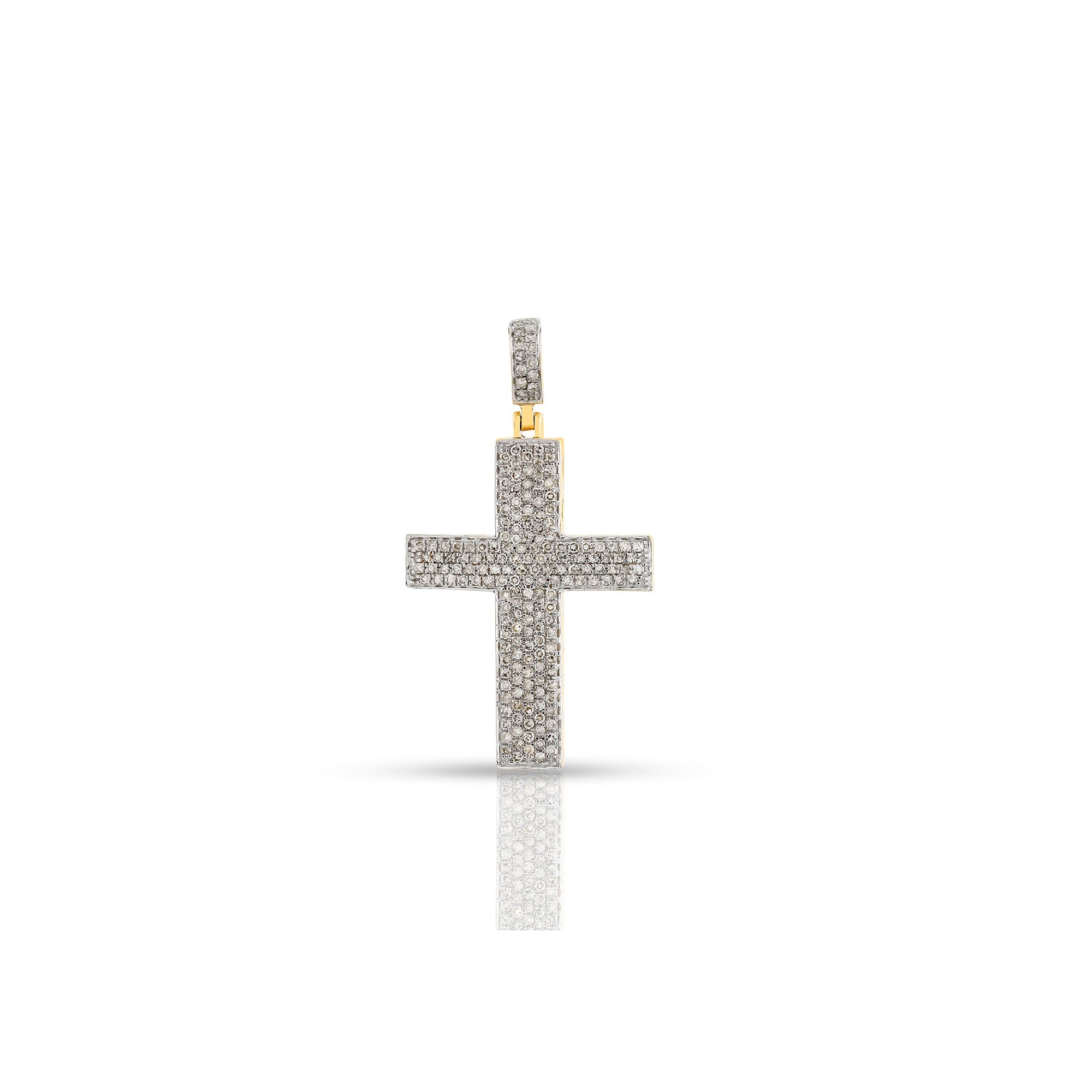 Yellow Gold Round Diamond Cross Pendant